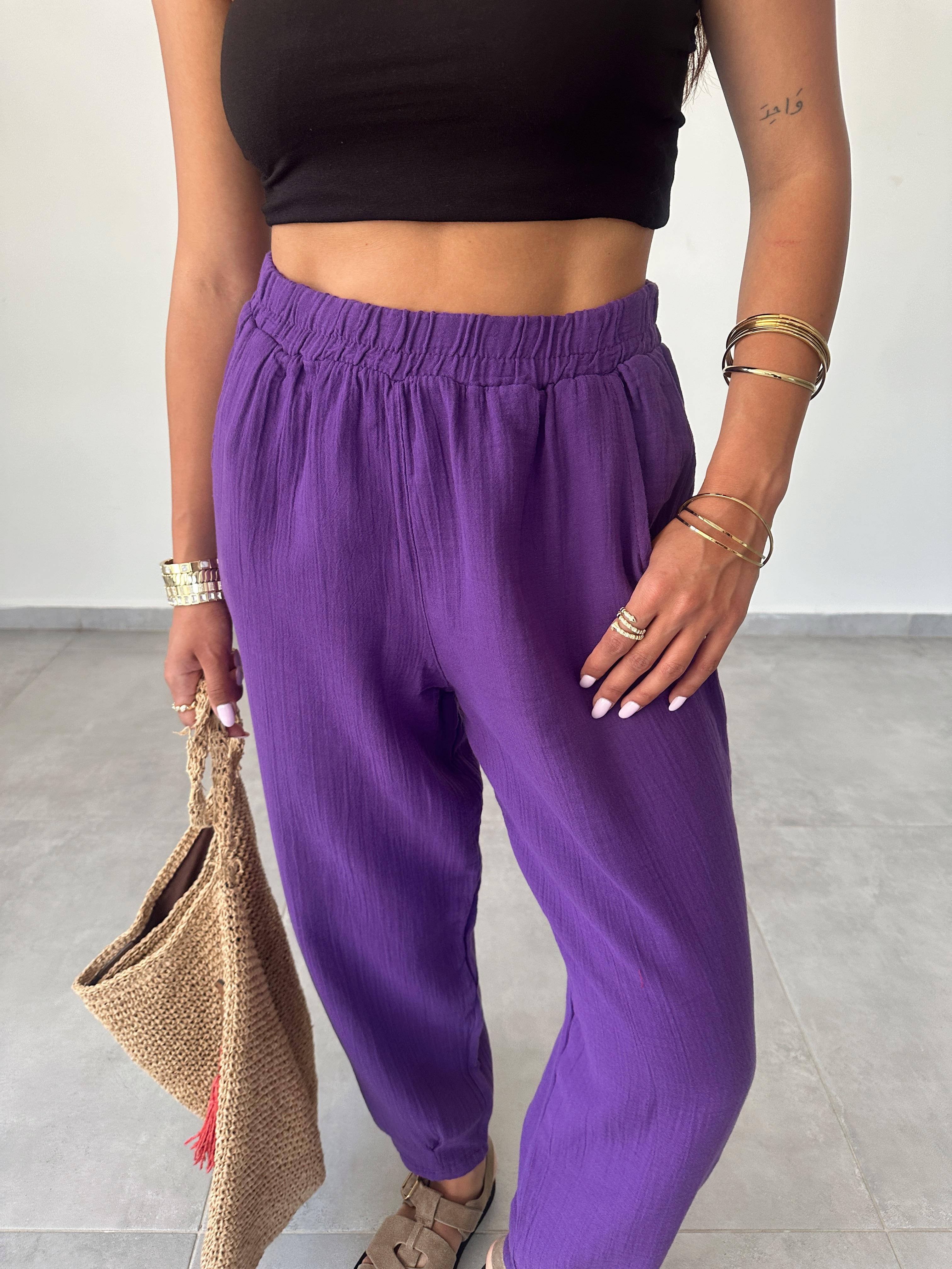 Pcs Mor Paça Pileli Pantolon