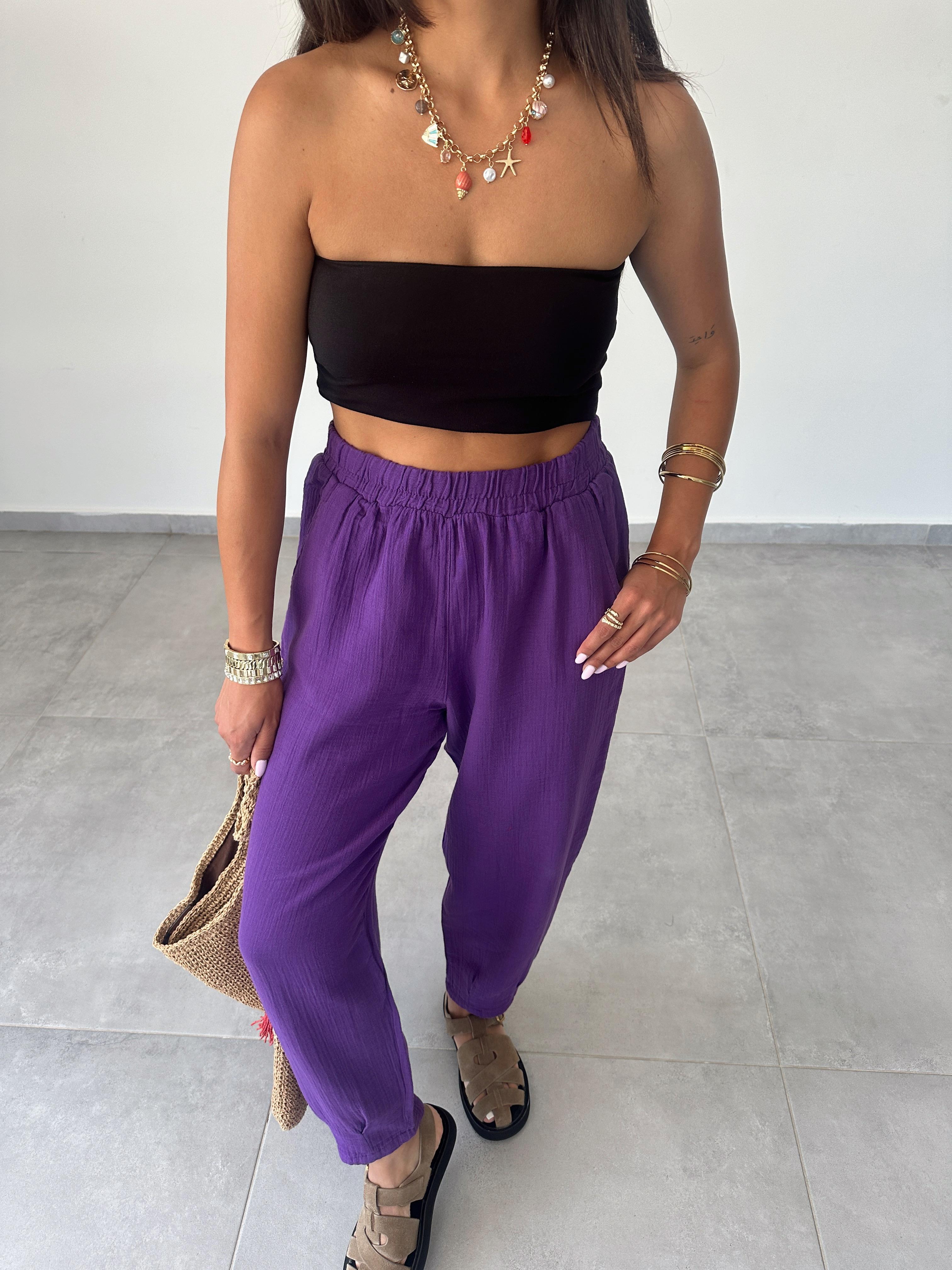 Pcs Mor Paça Pileli Pantolon