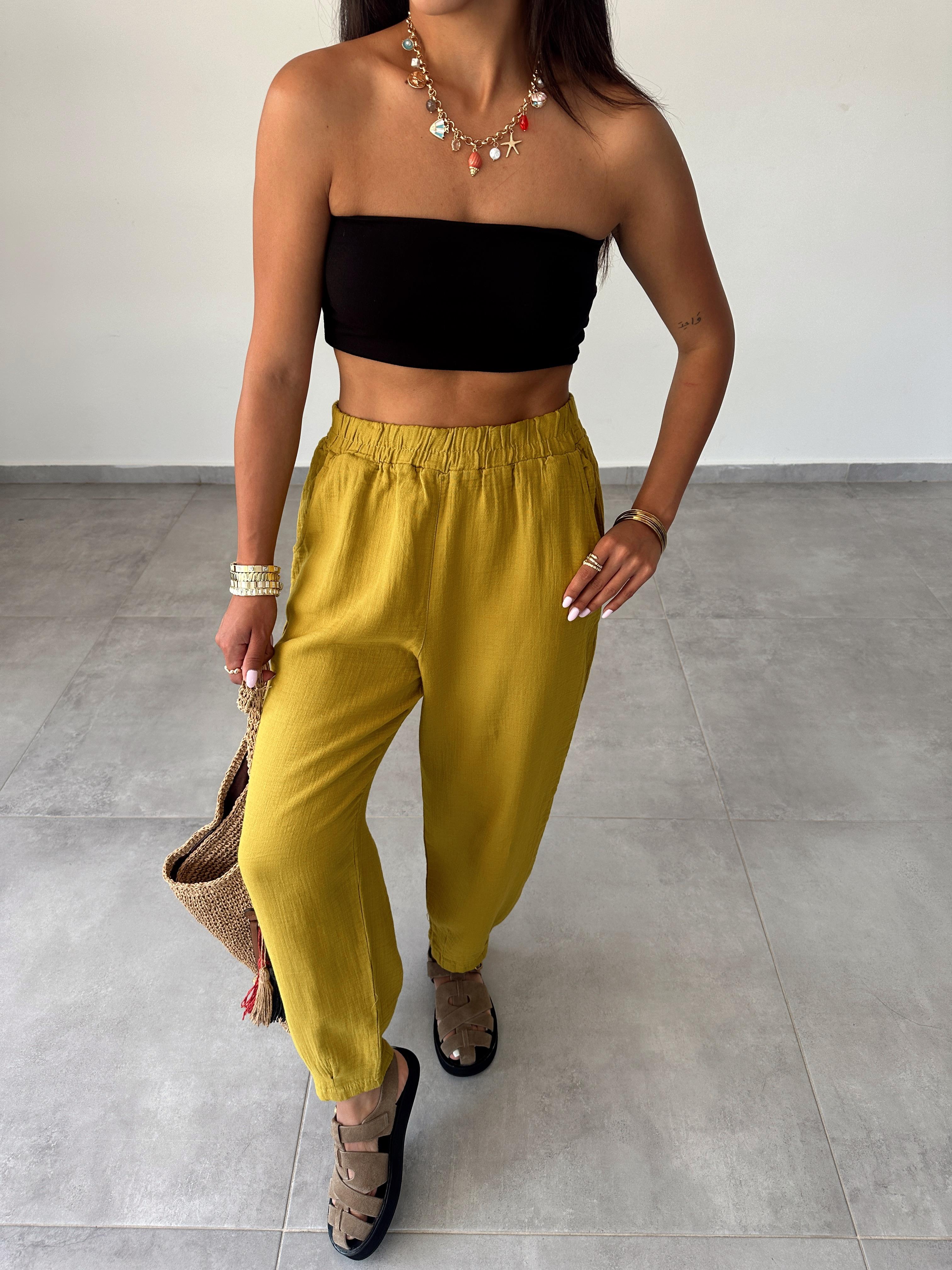 Pcs Olive Paça Pileli Pantolon