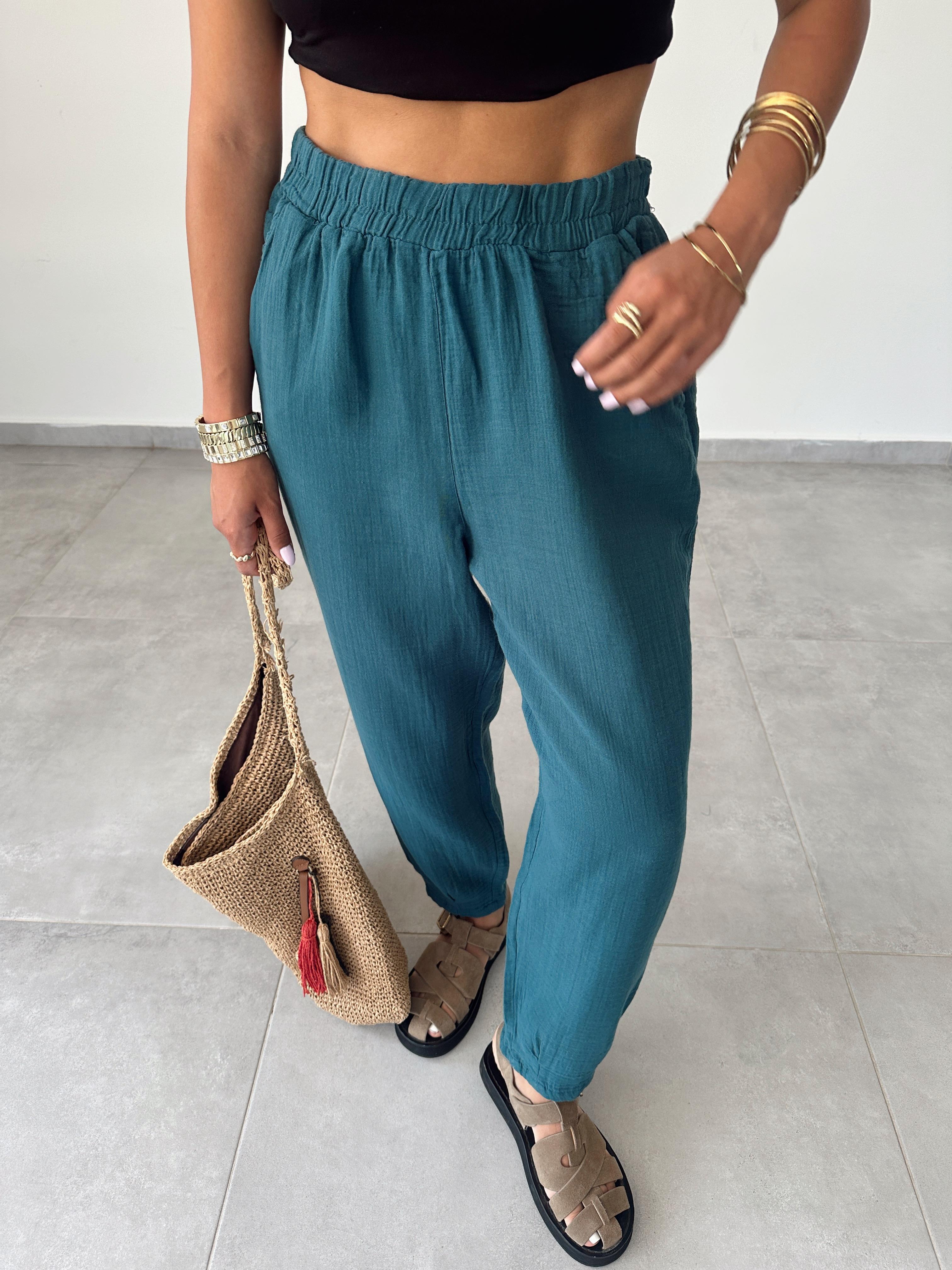 Pcs Petrol Paça Pileli Pantolon