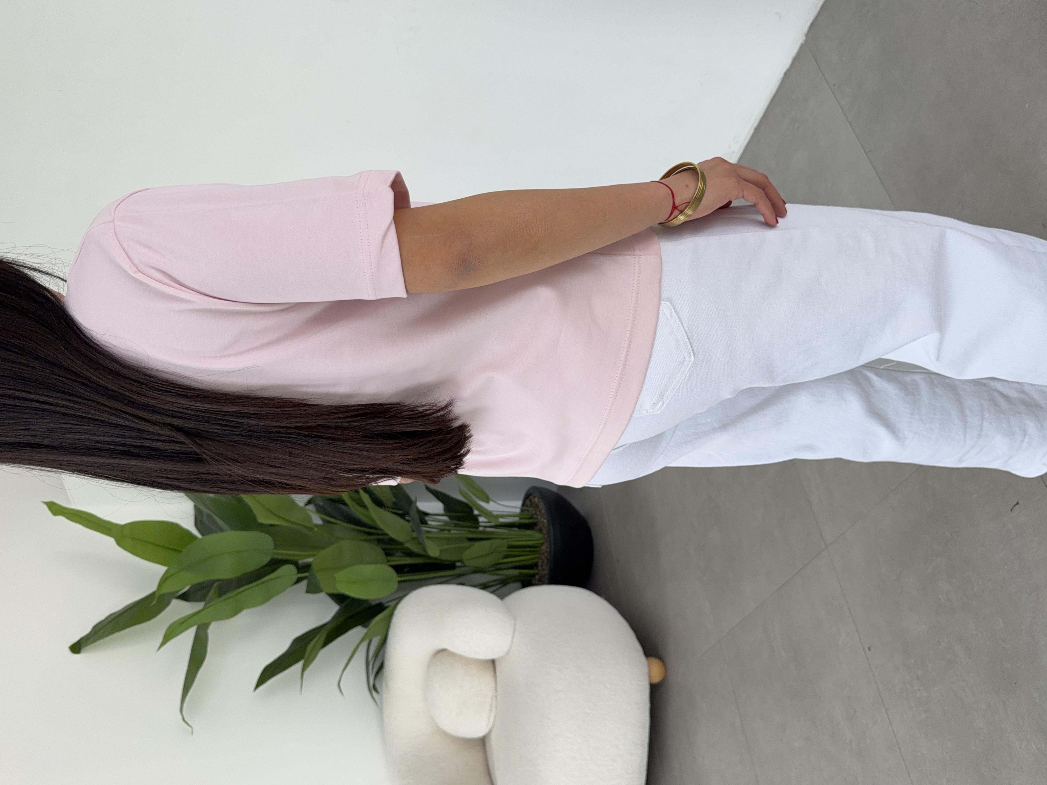 Pembe Bisiklet Yaka  T-Shirt