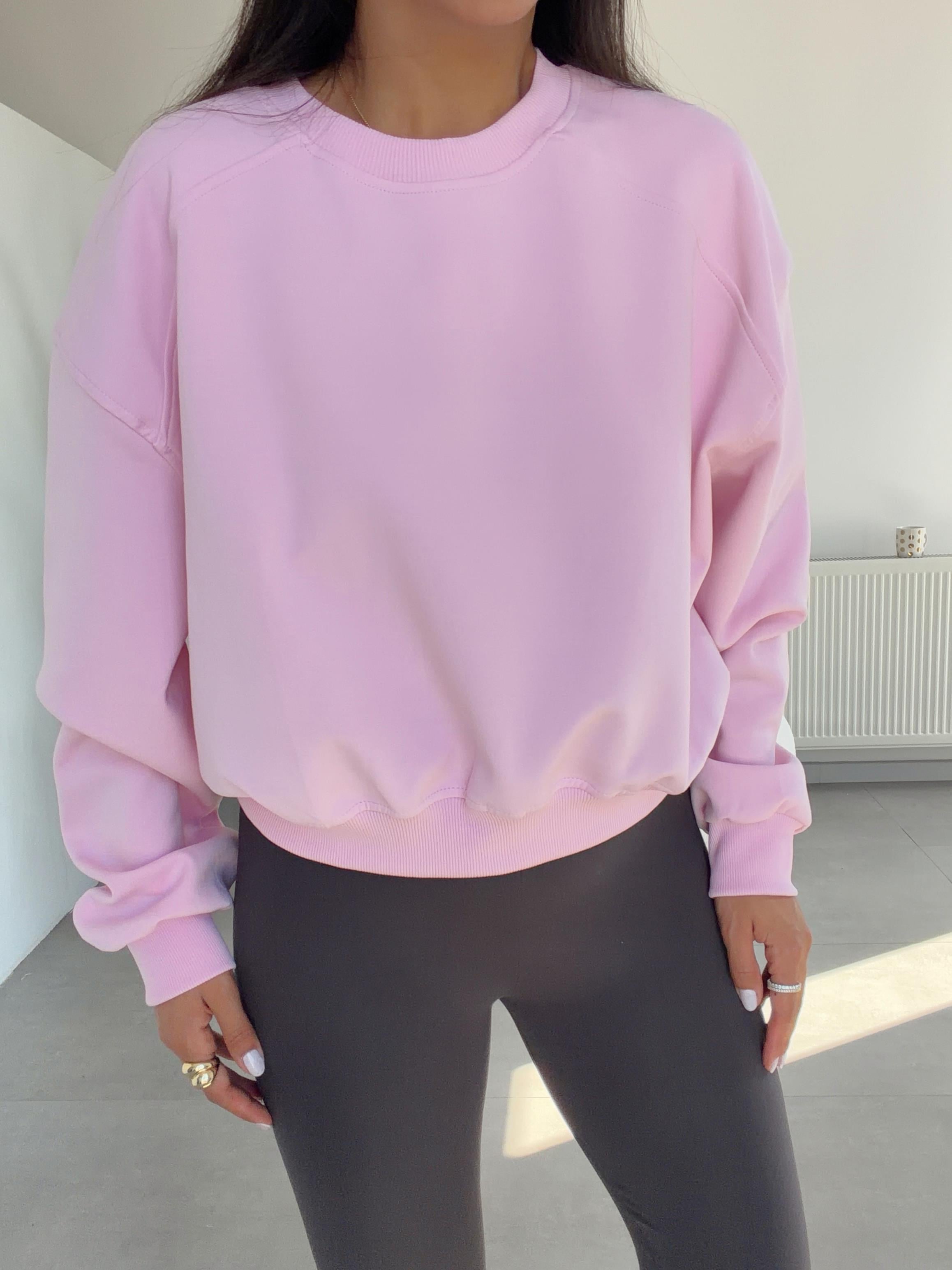 Pembe Bisiklet Yaka Sweat
