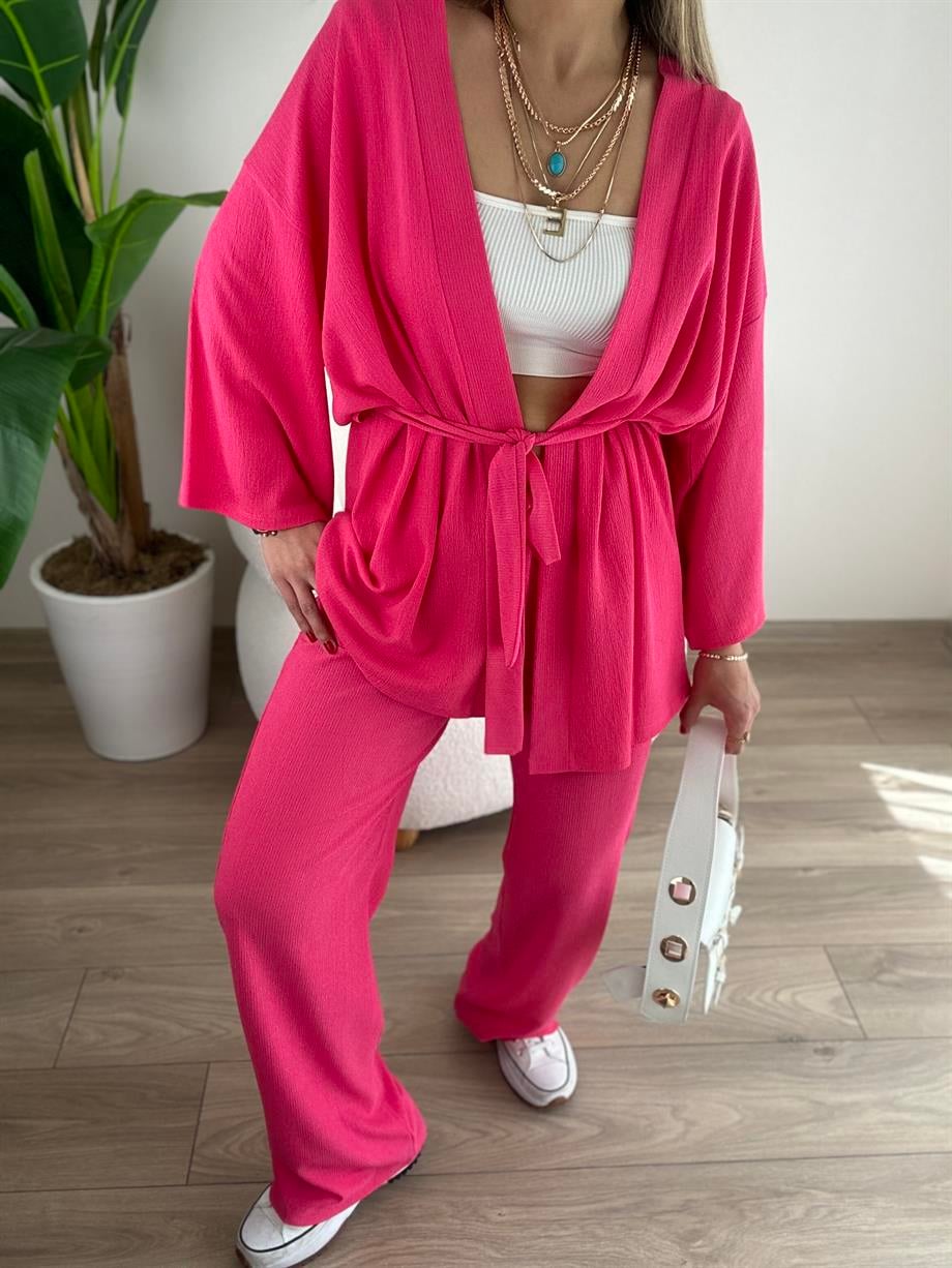Pembe Bürümcük Kimono Takım