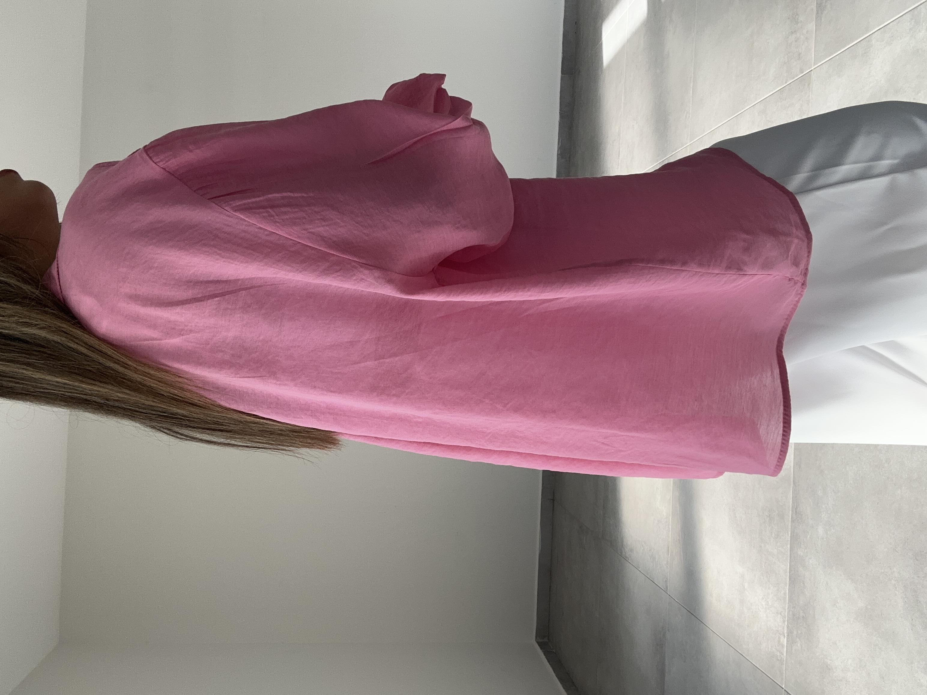 Pembe Düşük Omuz Oversize Gömlek