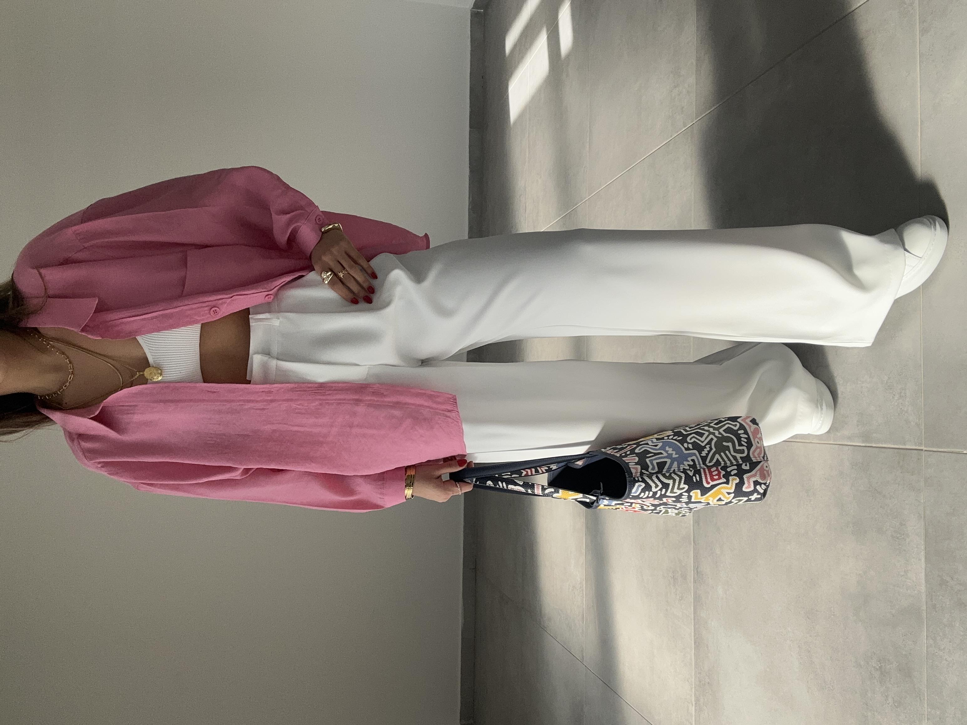 Pembe Düşük Omuz Oversize Gömlek