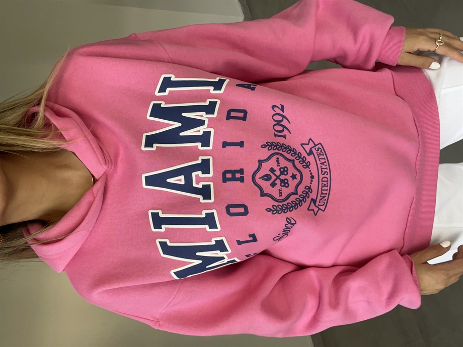 Pembe Kapşonlu Sweatshırt