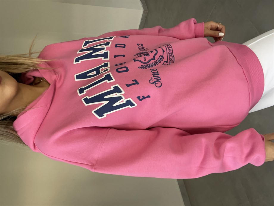 Pembe Kapşonlu Sweatshırt