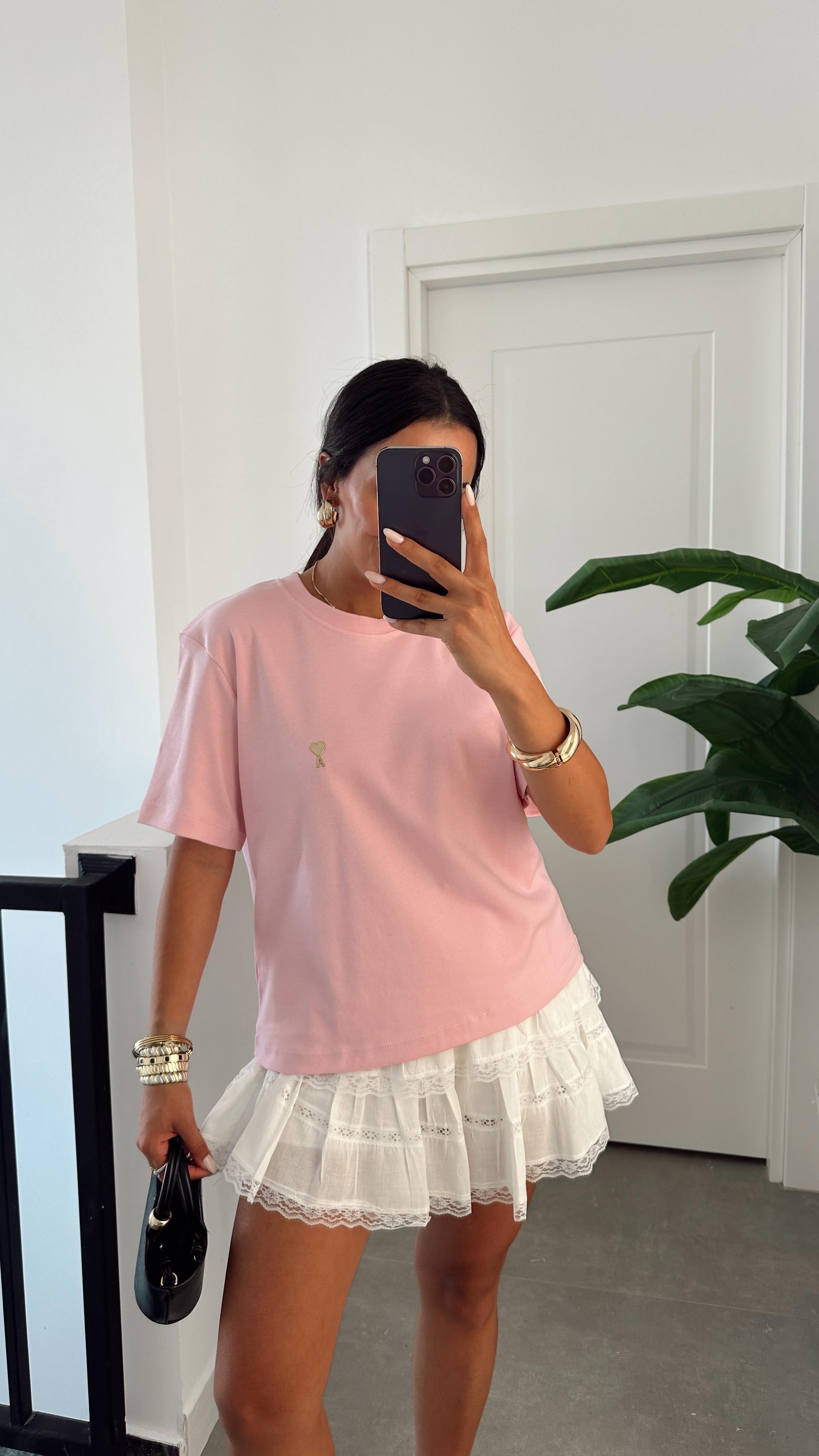 Pembe Kısa Kol Tshirt