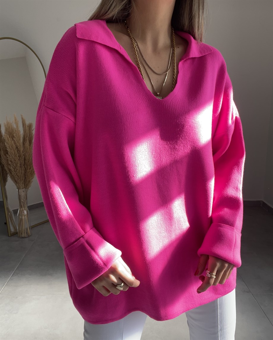 Pembe Polo Yaka Kazak