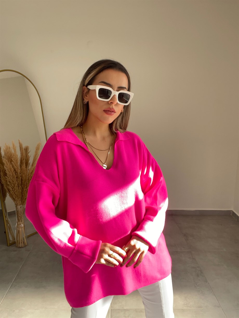 Pembe Polo Yaka Kazak