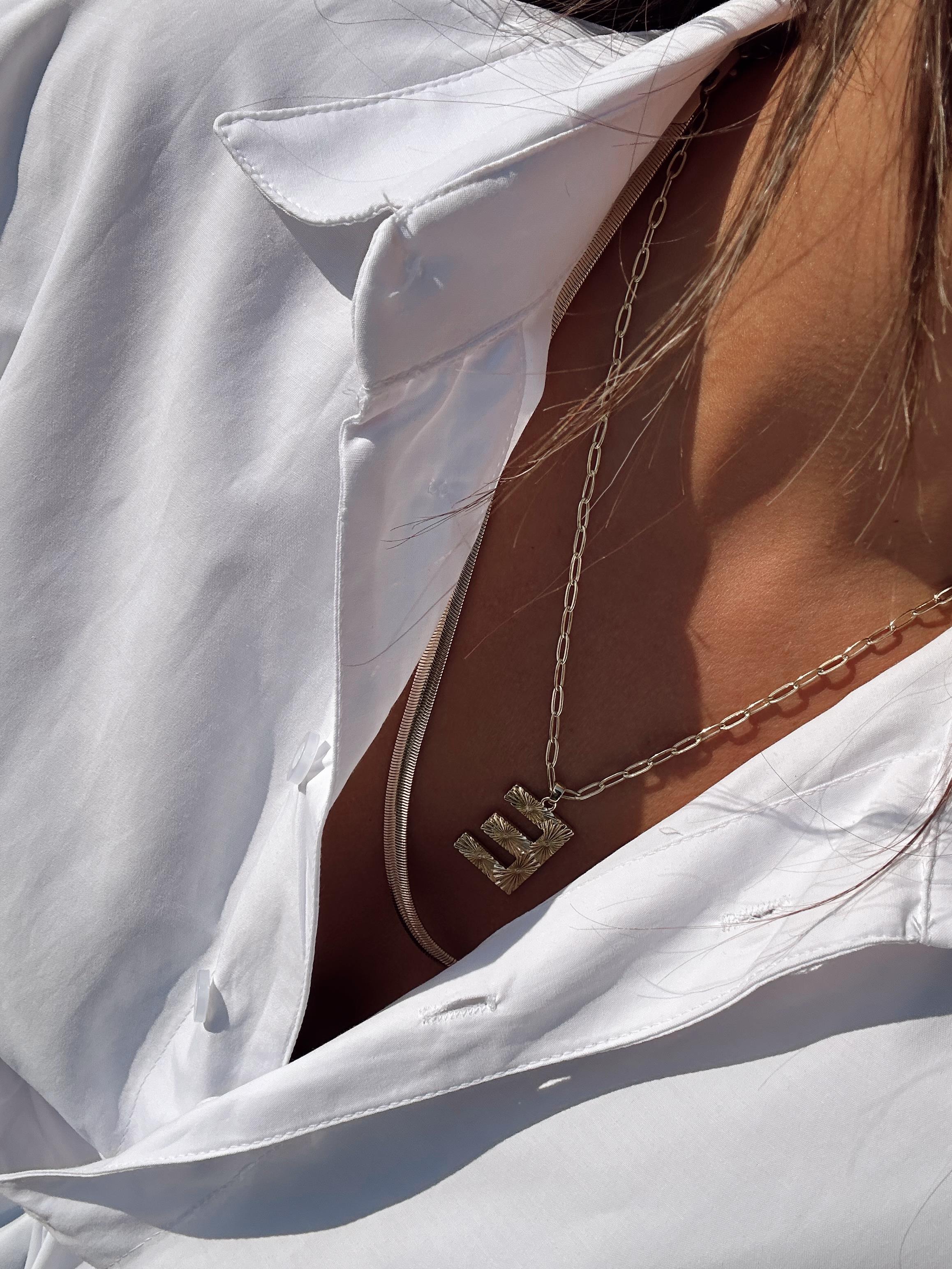 S Çelik Gold Harf Kolye