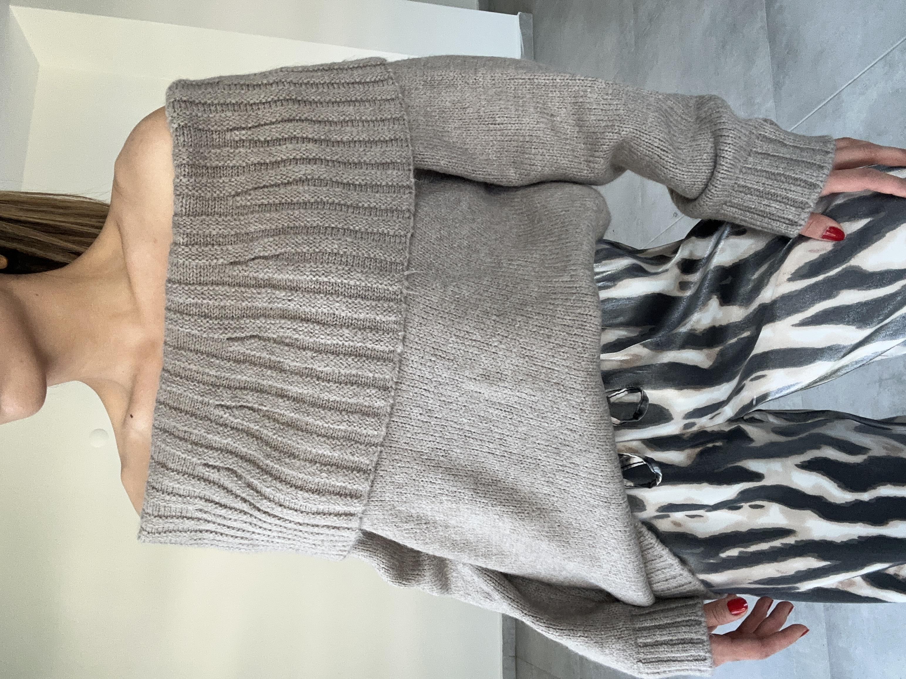 Sara Degaje Yaka Kazak-Açık Vizon