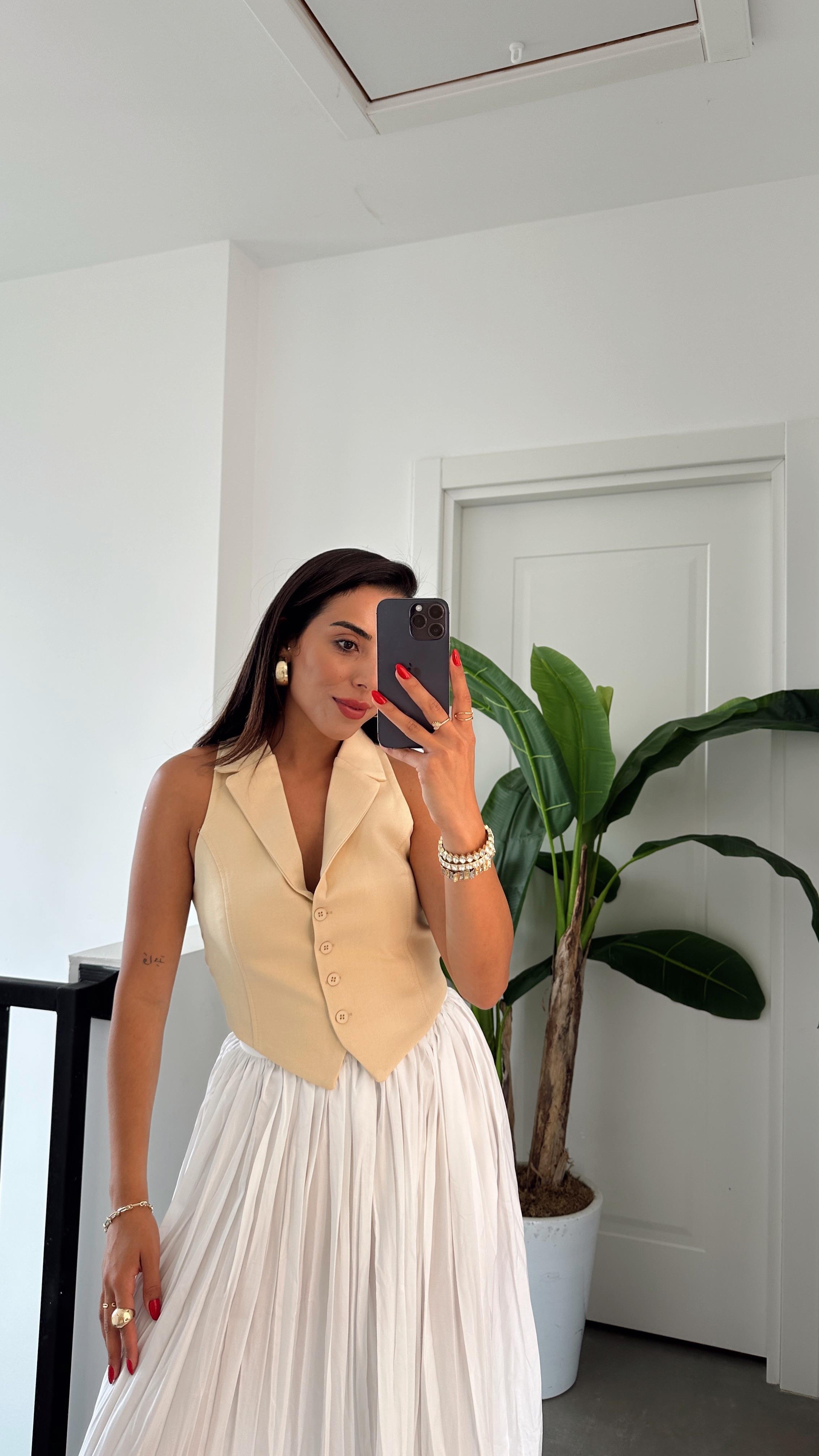 Sarı Belden Bağlamalı Gömlek