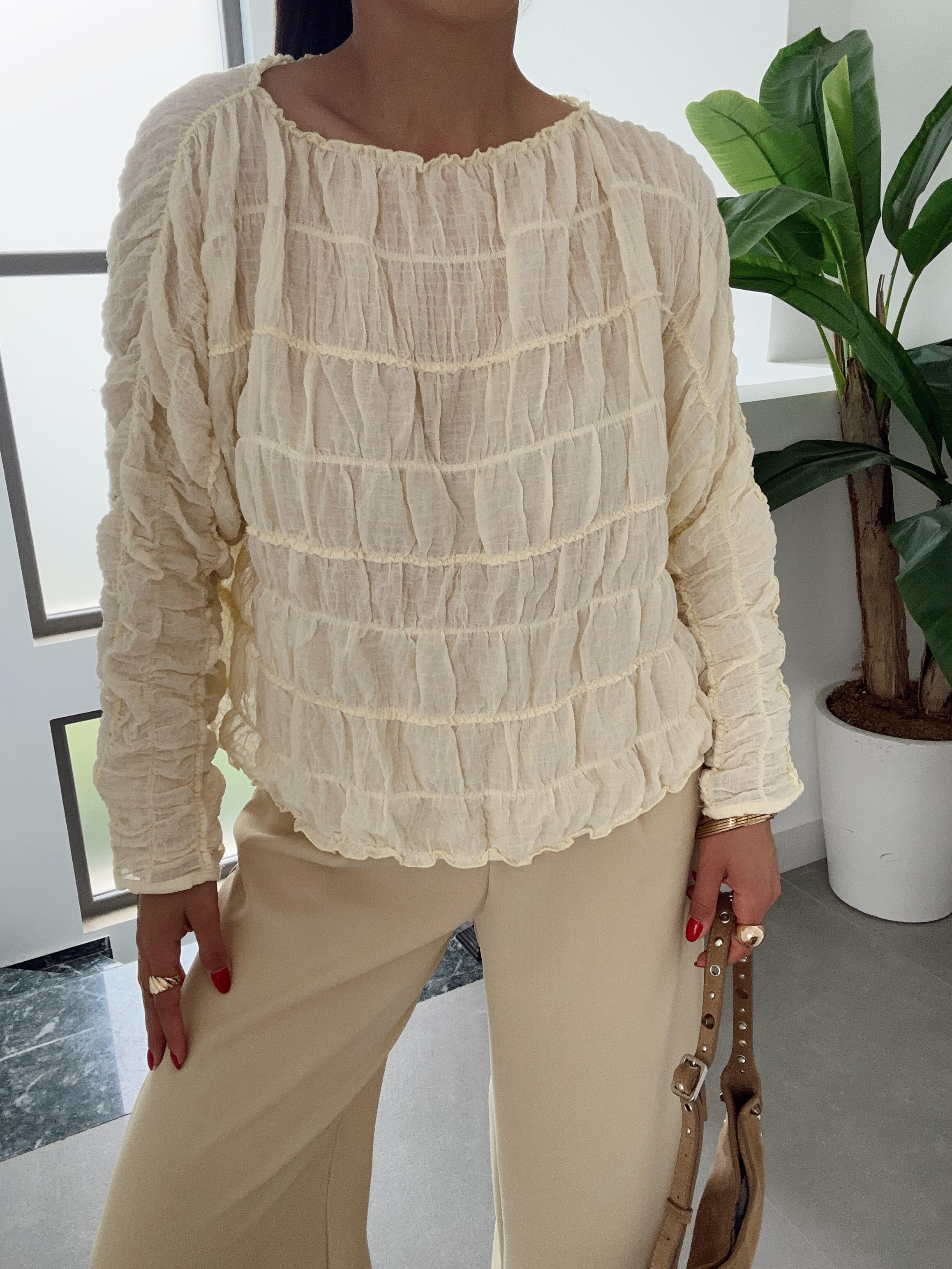 Sarı Lastik Büzgü Gömlek