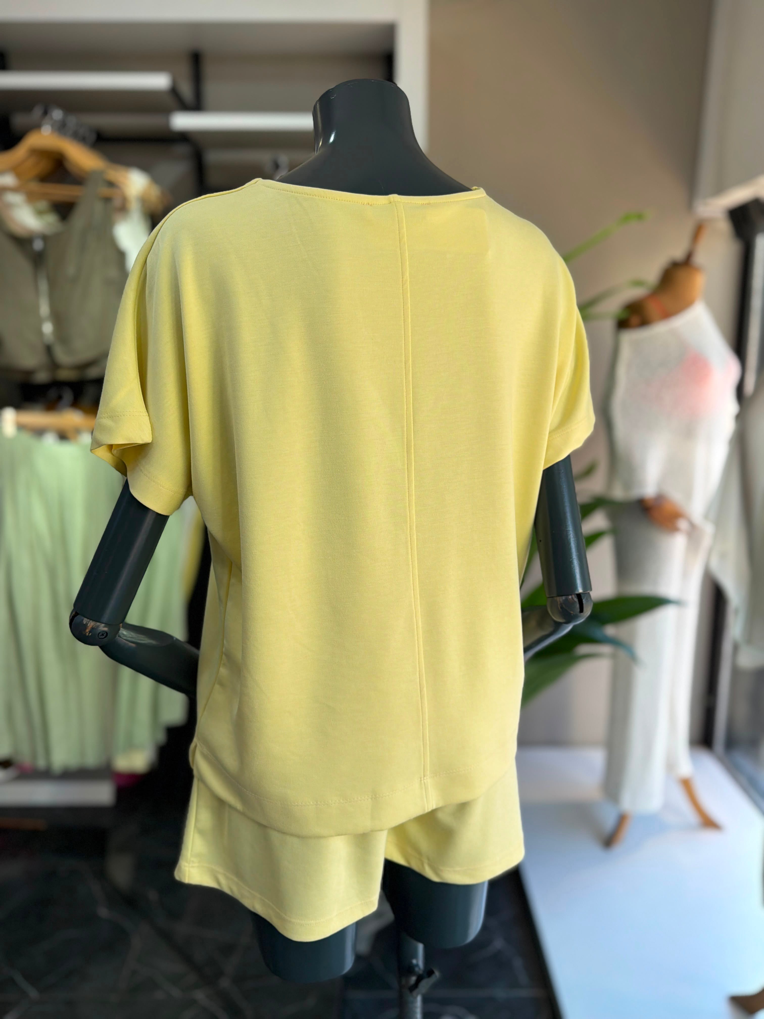Sarı Modal Şortlu Tshirt Takım