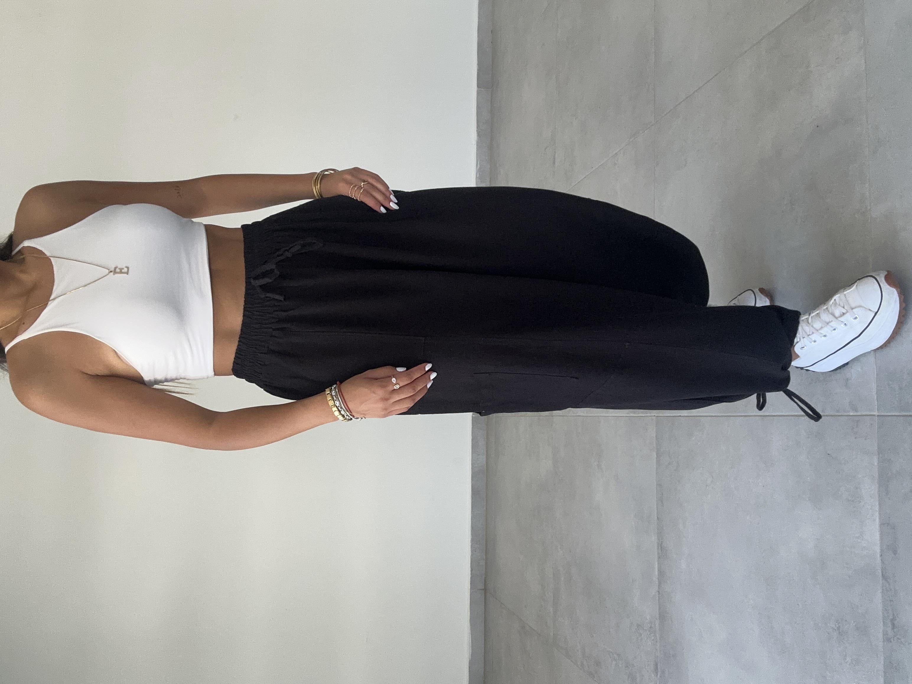 Sasha Siyah Tasarım Keten Pantolon