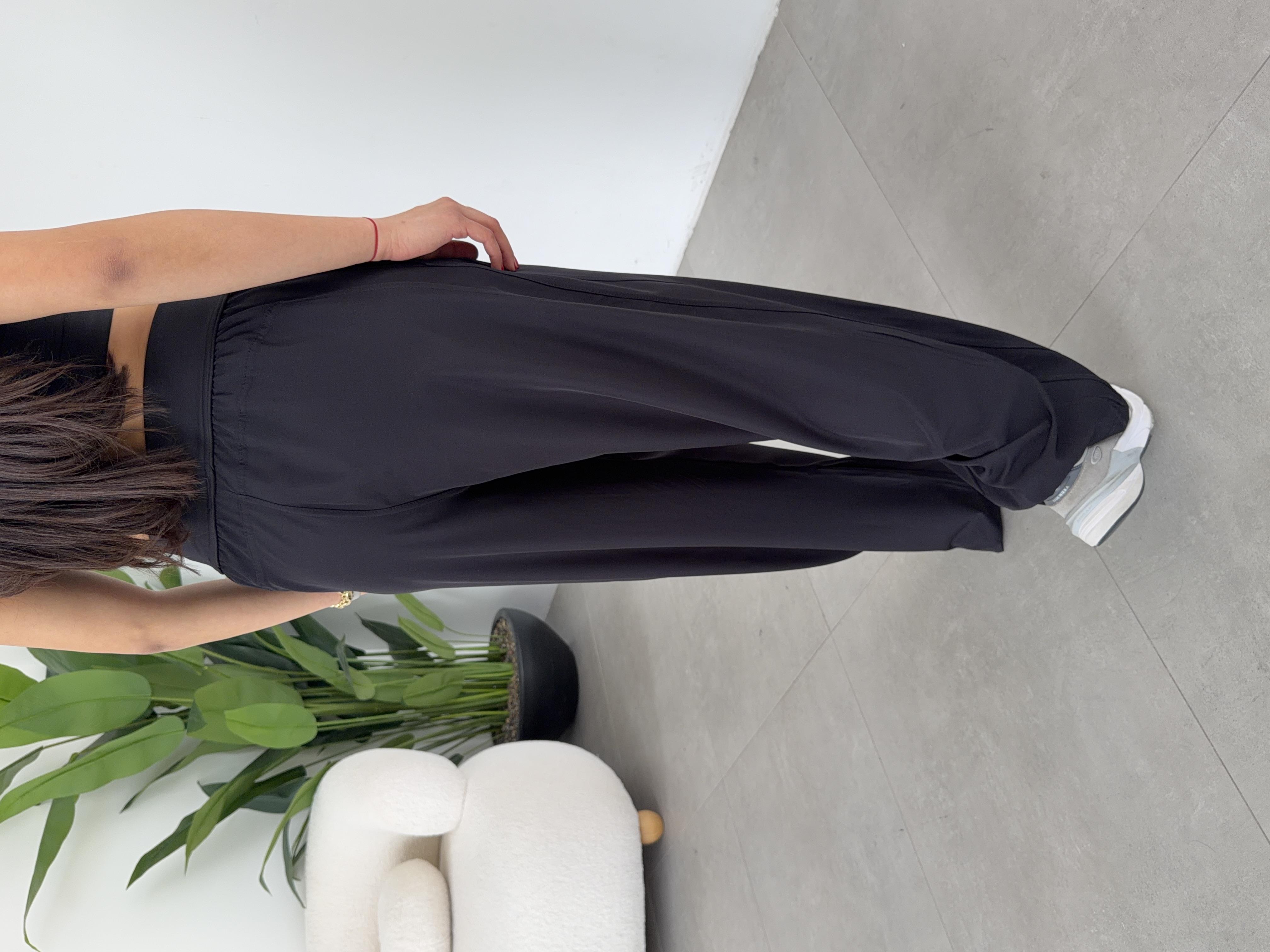 Siyah Ao Kalın Kemer Pantolon