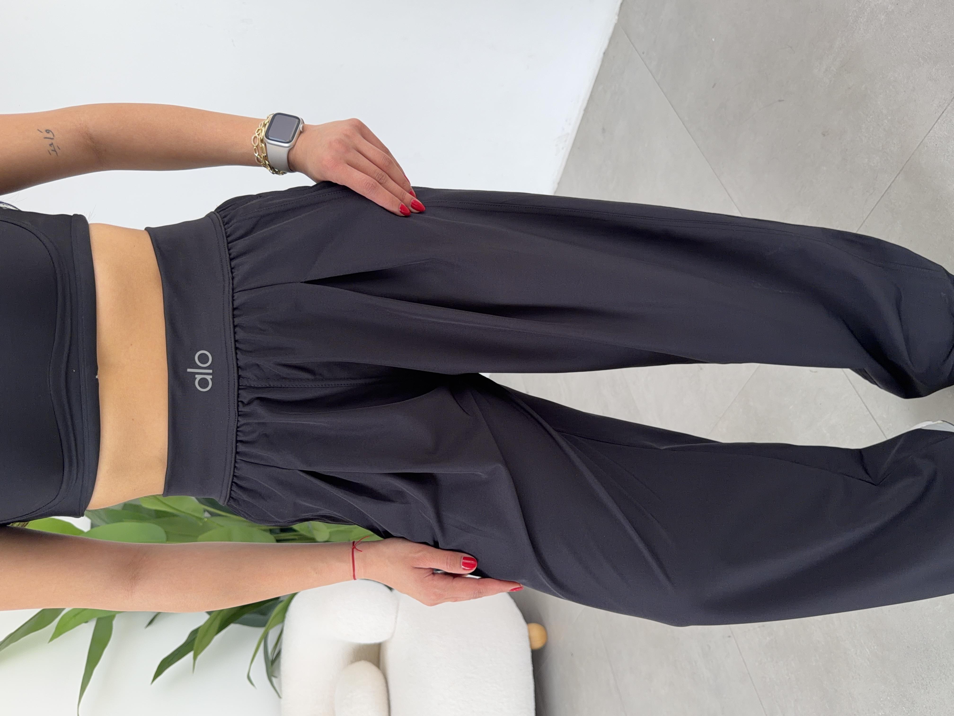 Siyah Ao Kalın Kemer Pantolon