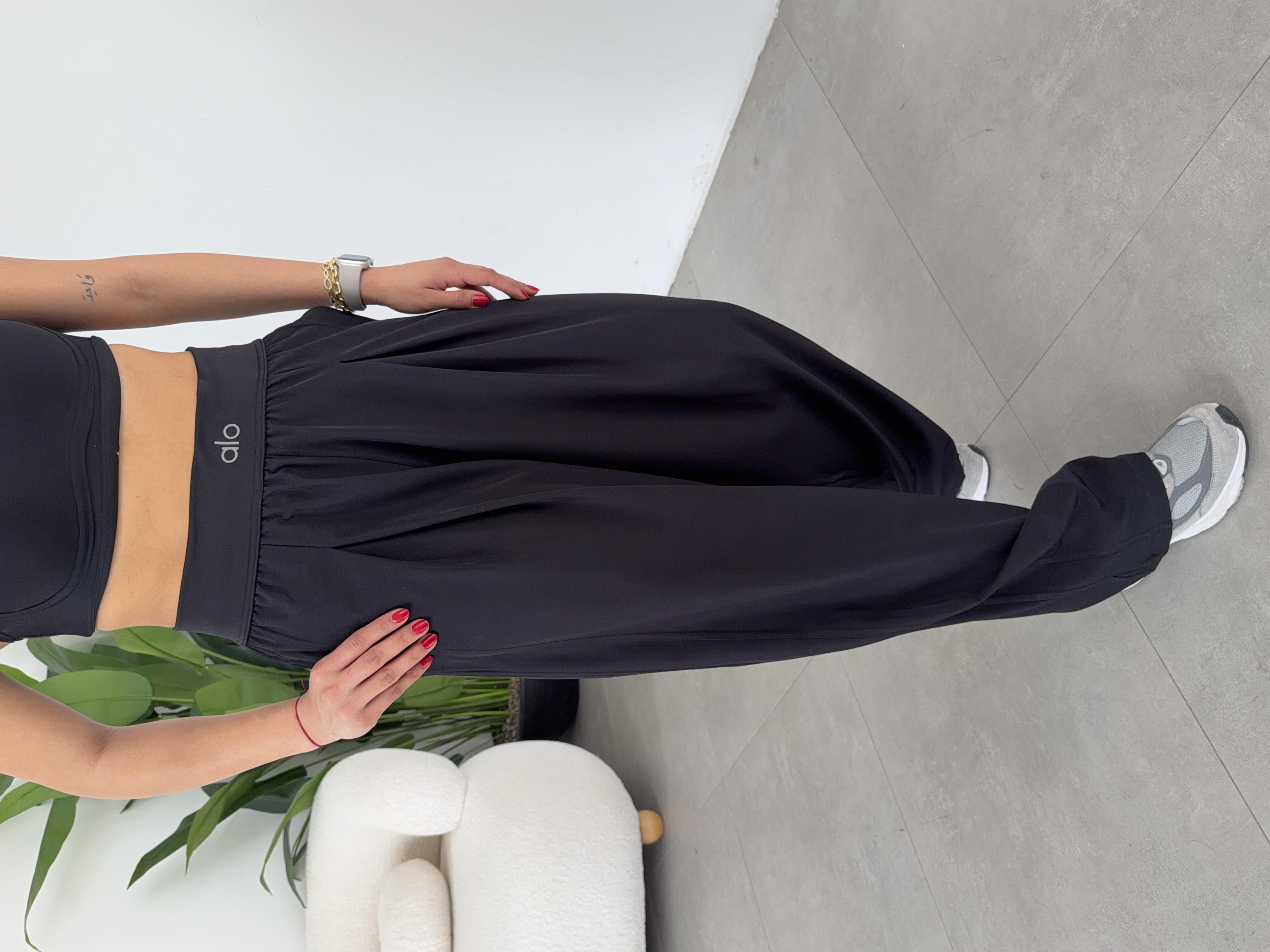 Siyah Ao Kalın Kemer Pantolon