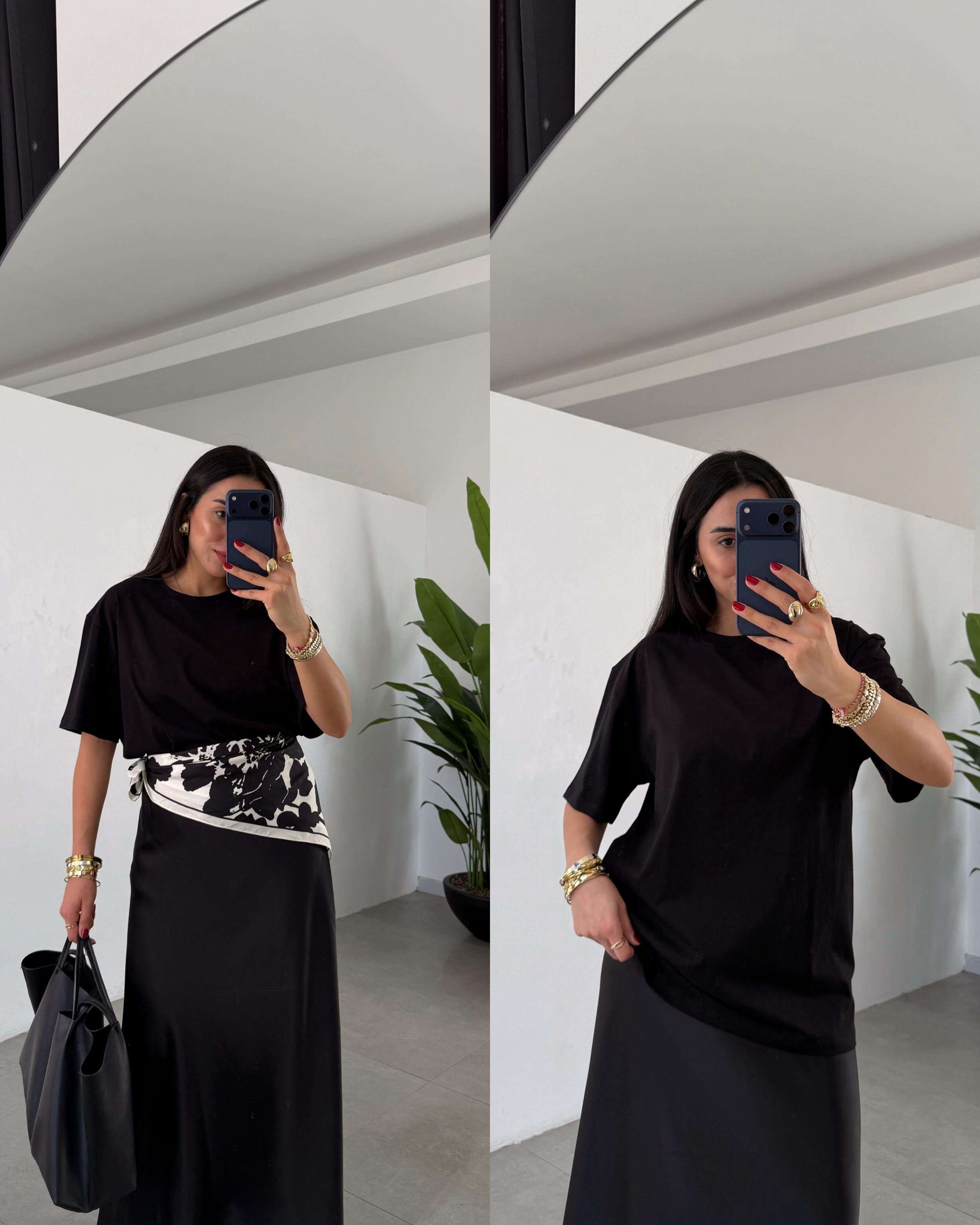 Siyah Bisiklet Yaka Oversize Tshirt