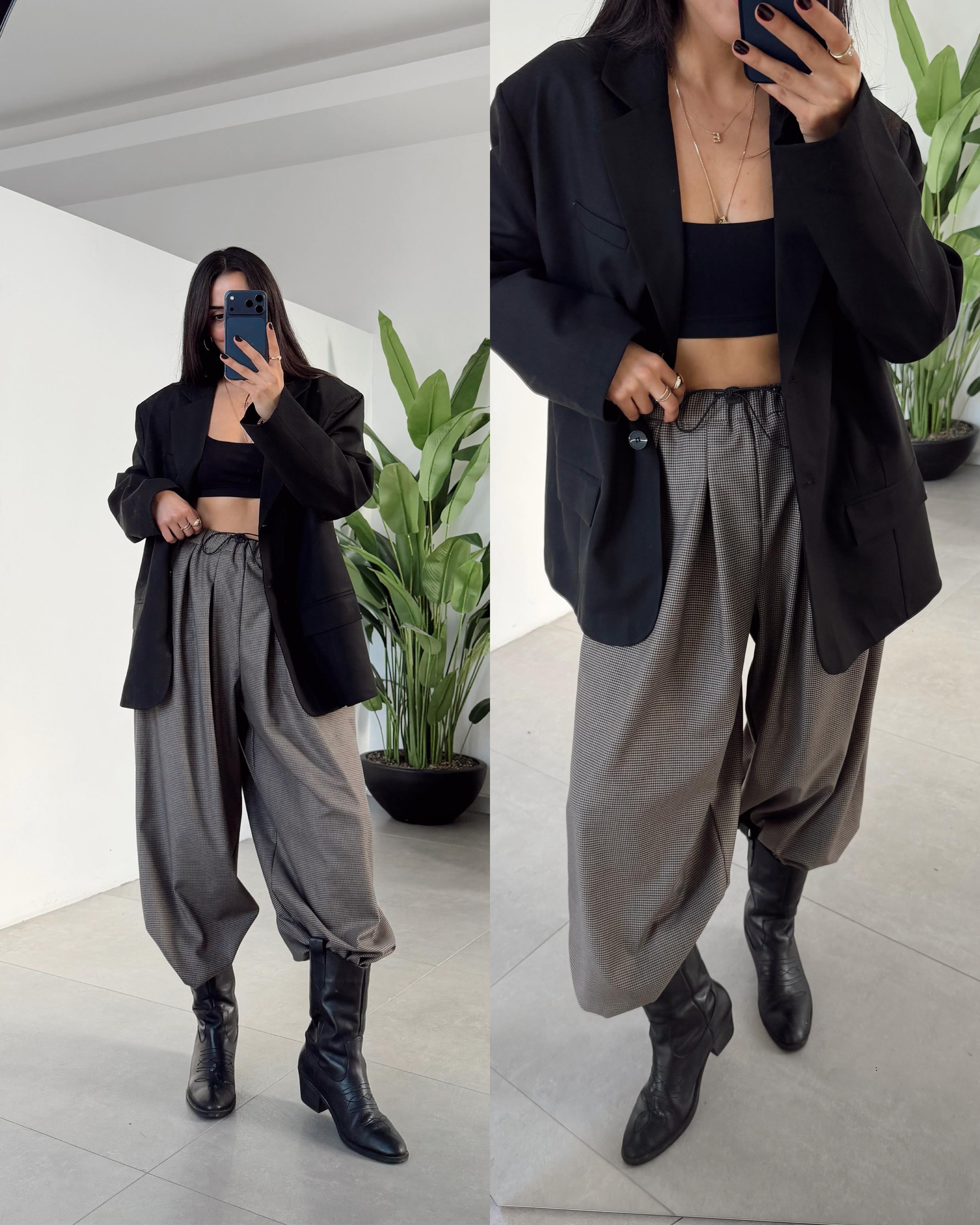 Siyah Çift Düğmeli Poliviskon Ceket