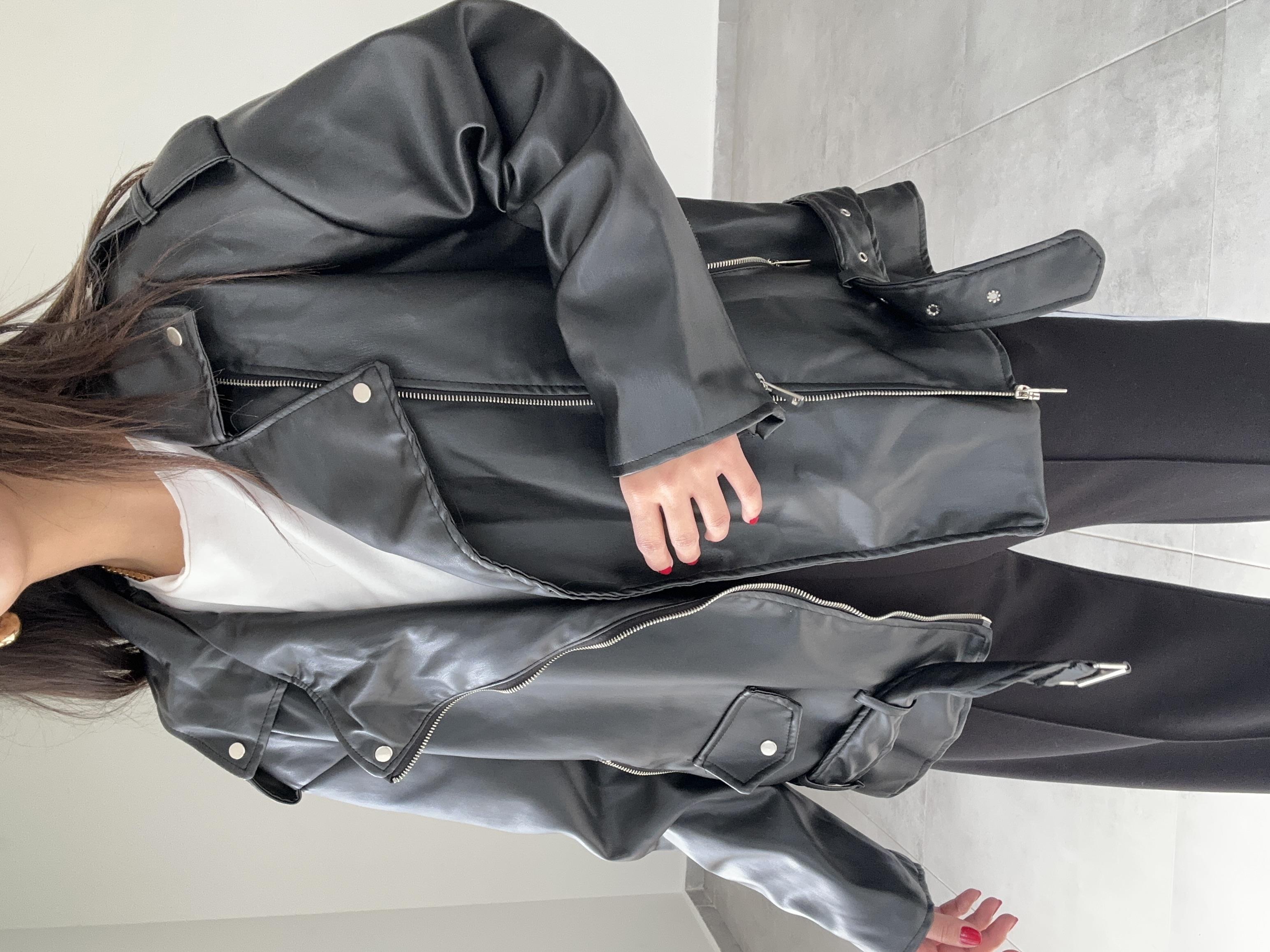 Siyah Deri Oversize Ceket