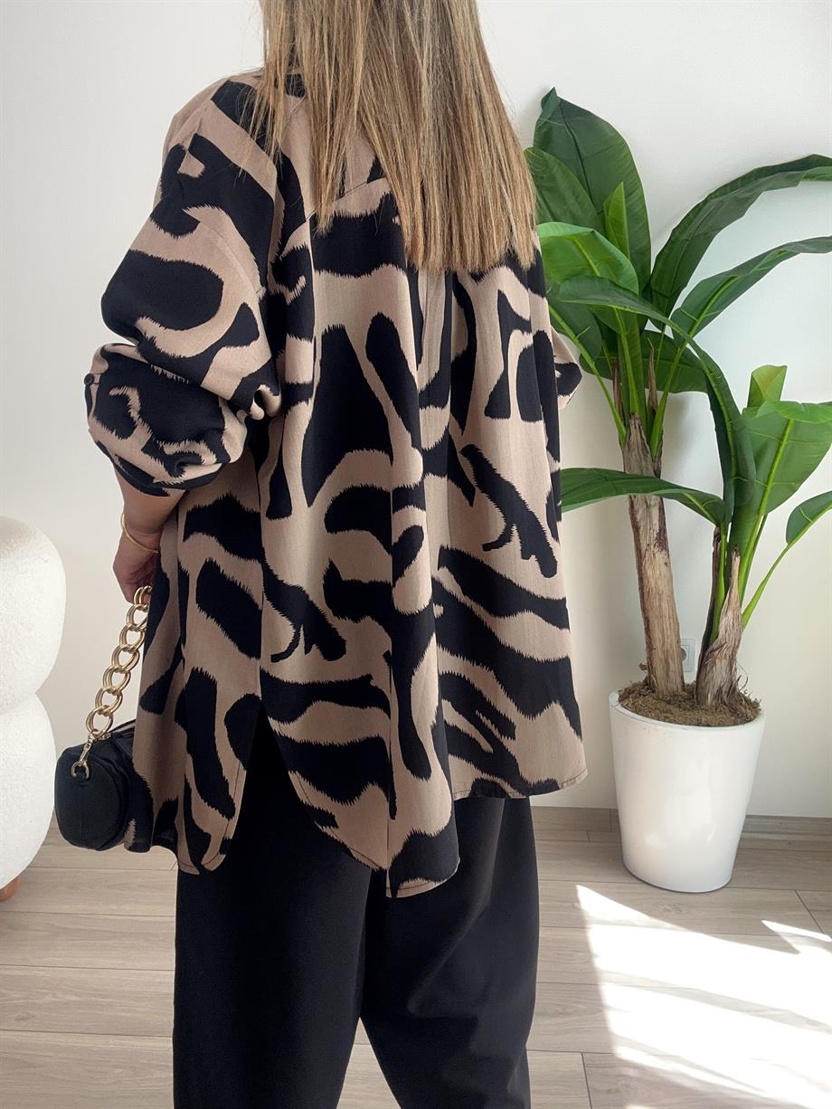 Siyah Desenli Salaş Gömlek