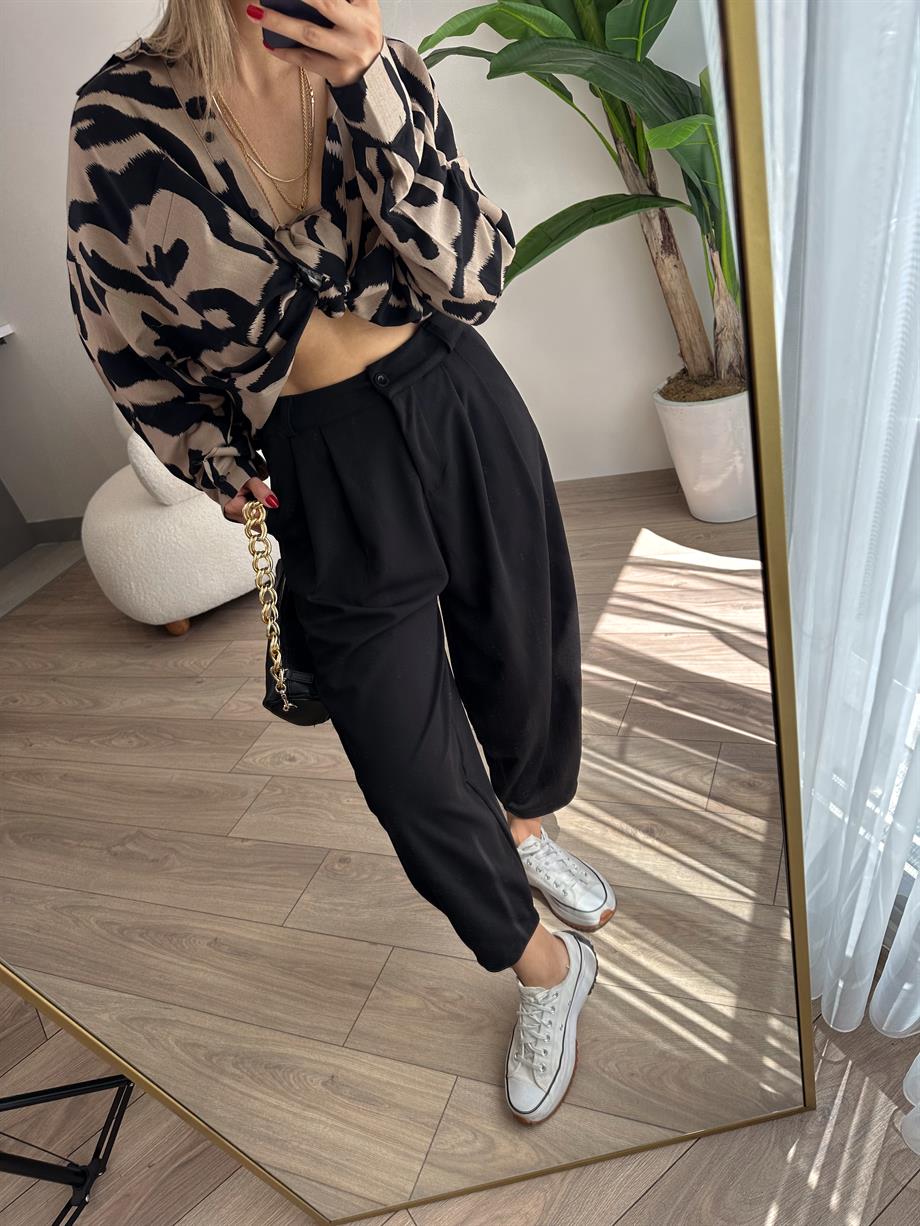 Siyah Desenli Salaş Gömlek