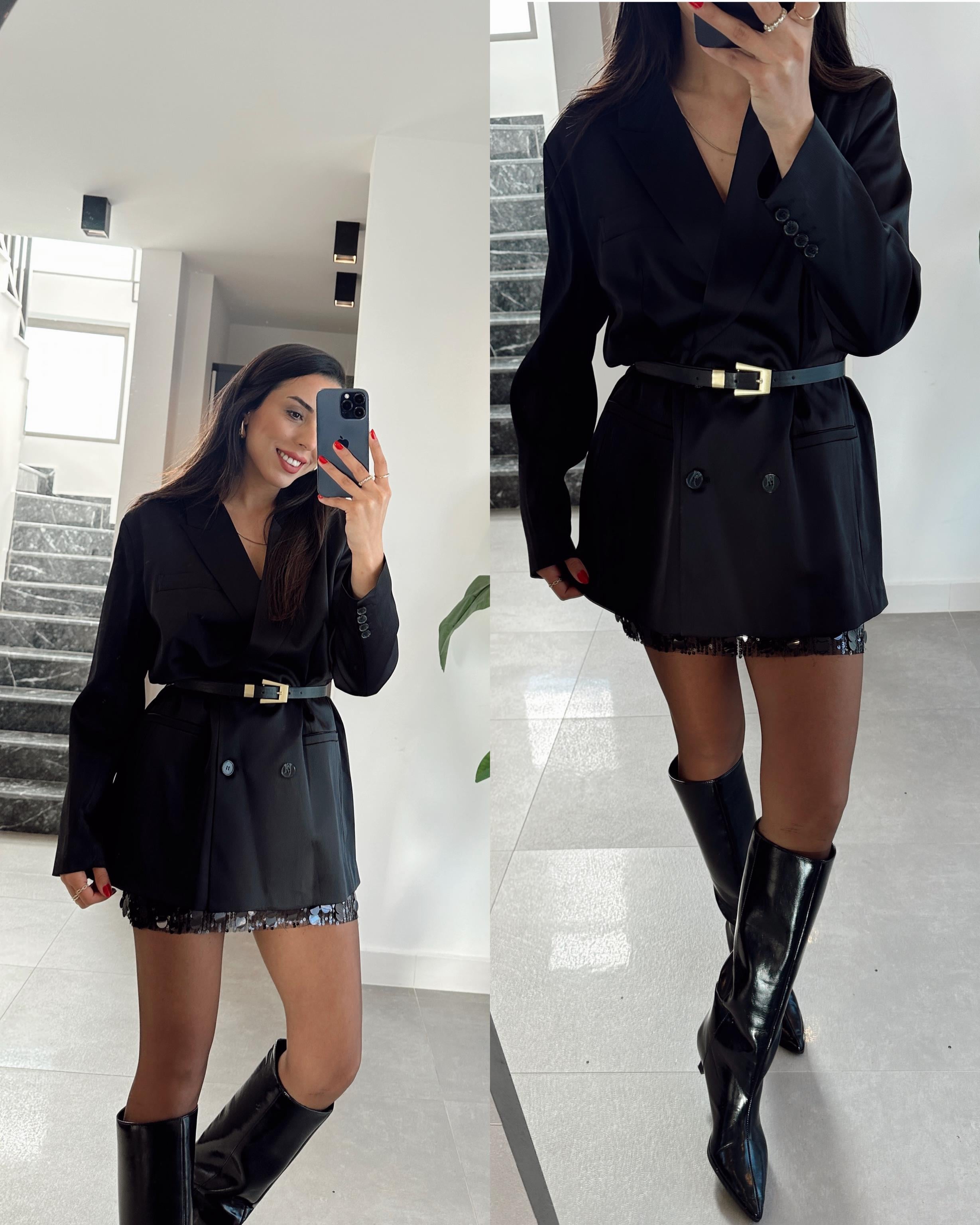 Siyah İri Pullu Etek