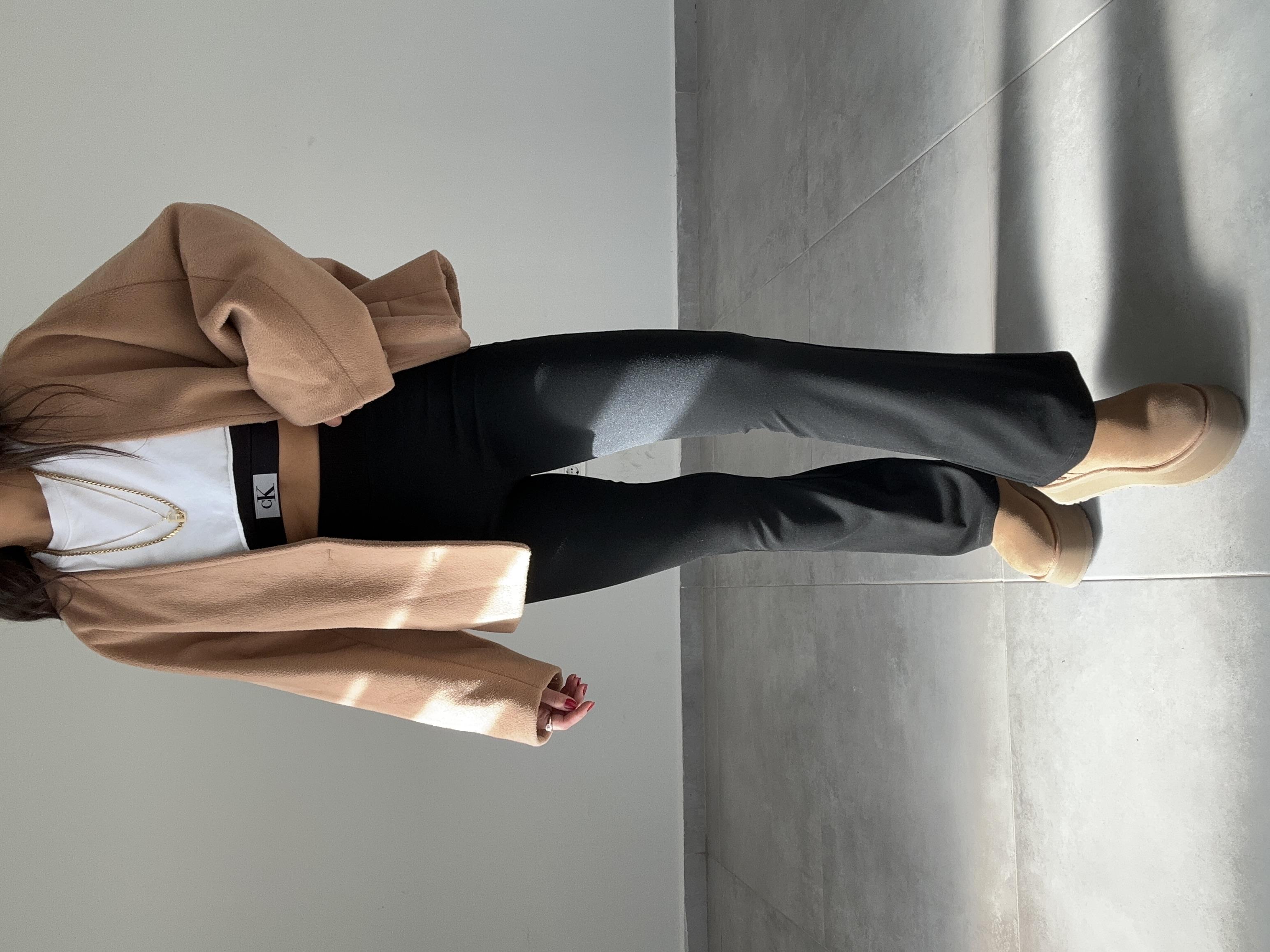 Siyah İspanyol Paça Kalın Kemer Pantolon