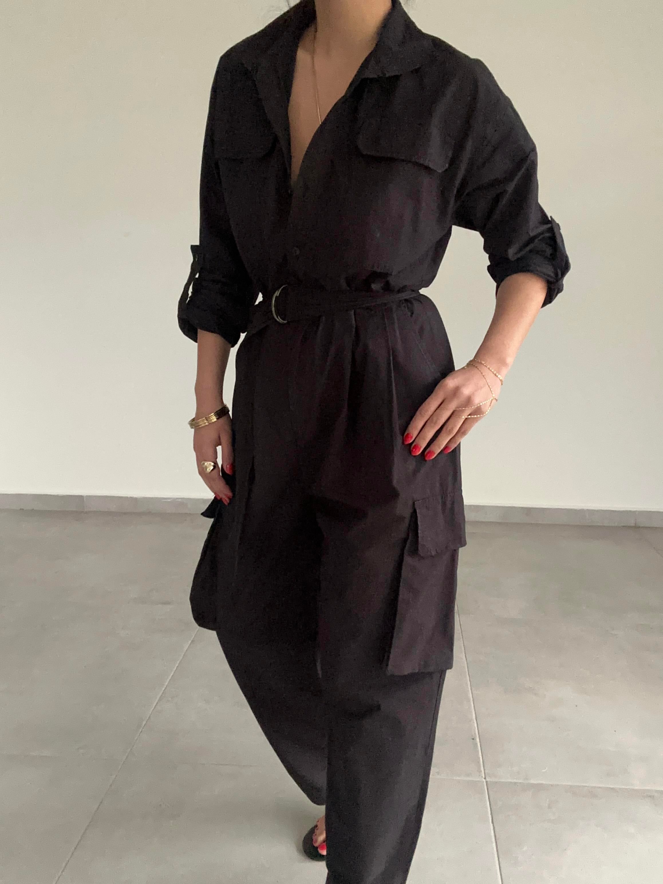 Siyah Kargo Cepli Tulum