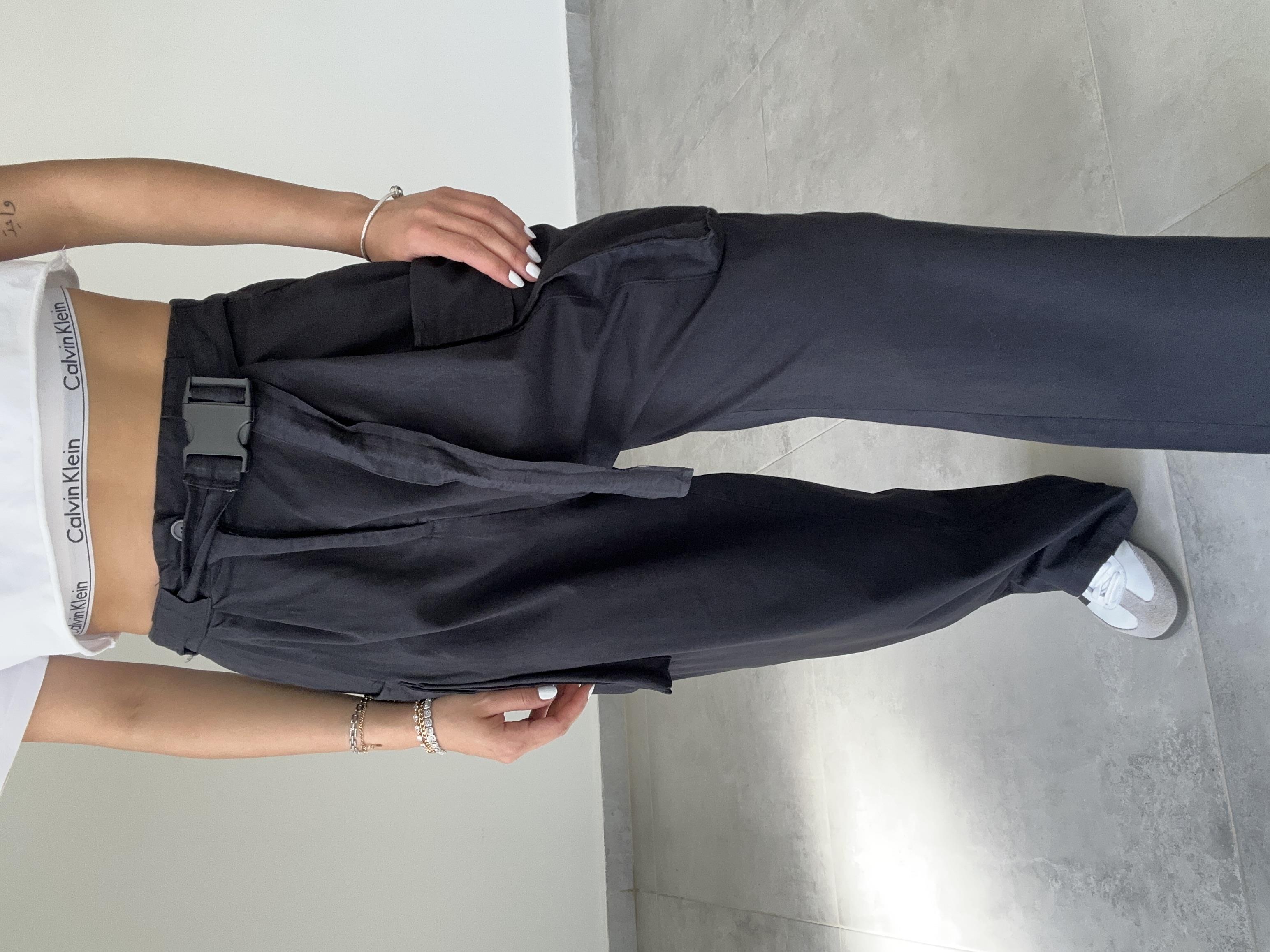 Siyah Kemerli Kargo Pantolon