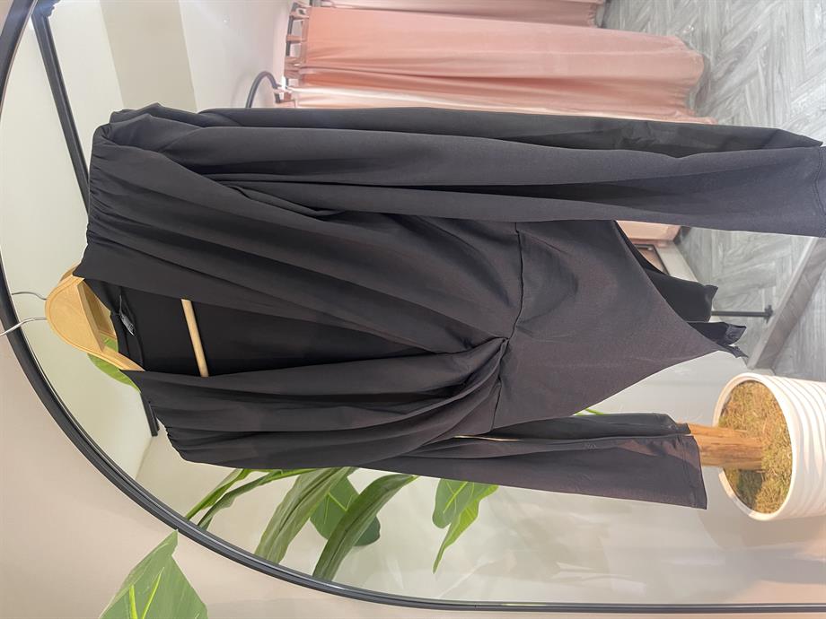 Siyah Kruvaze Yaka Zıbın