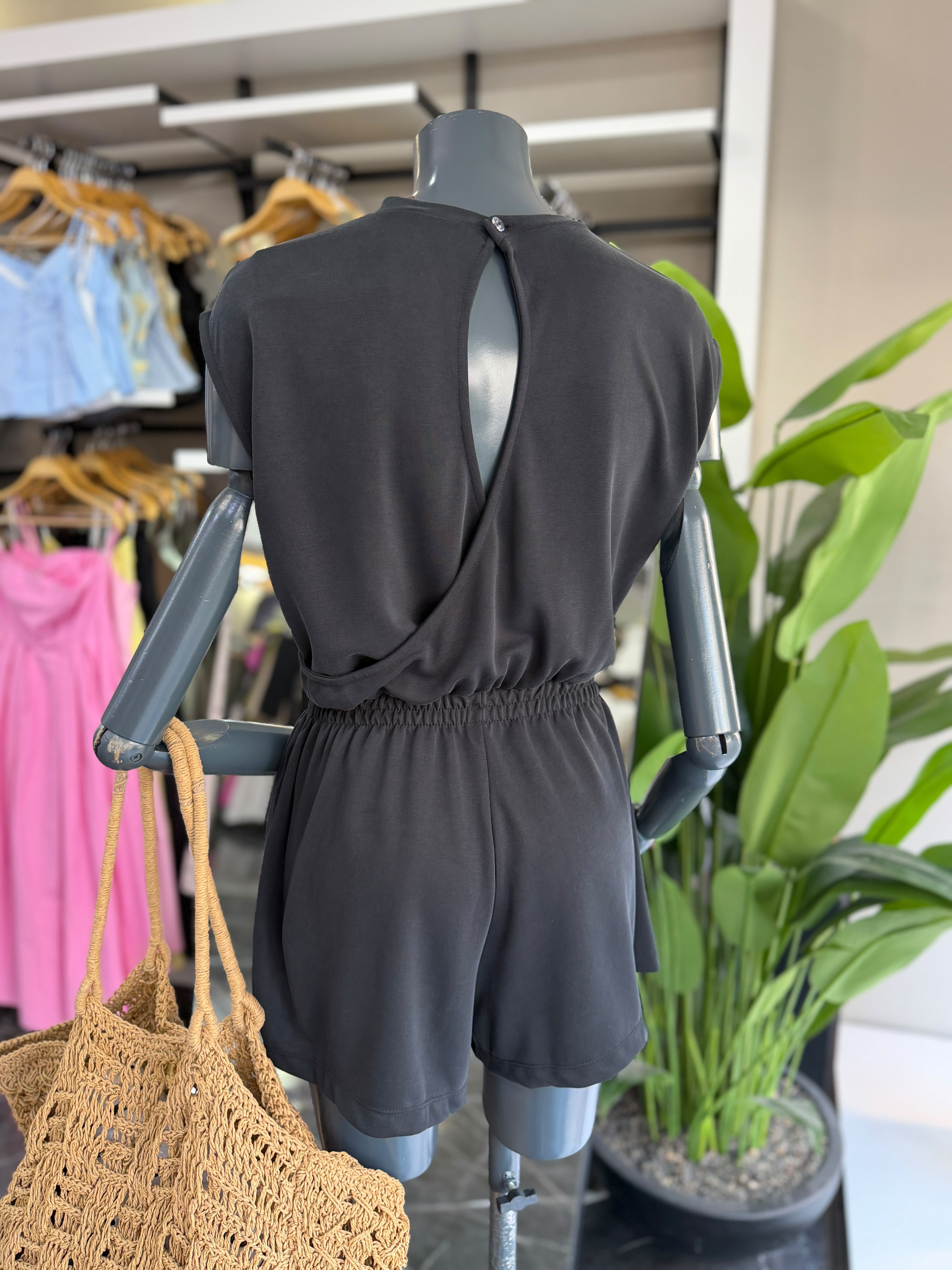 Siyah Modal Şort Tulum