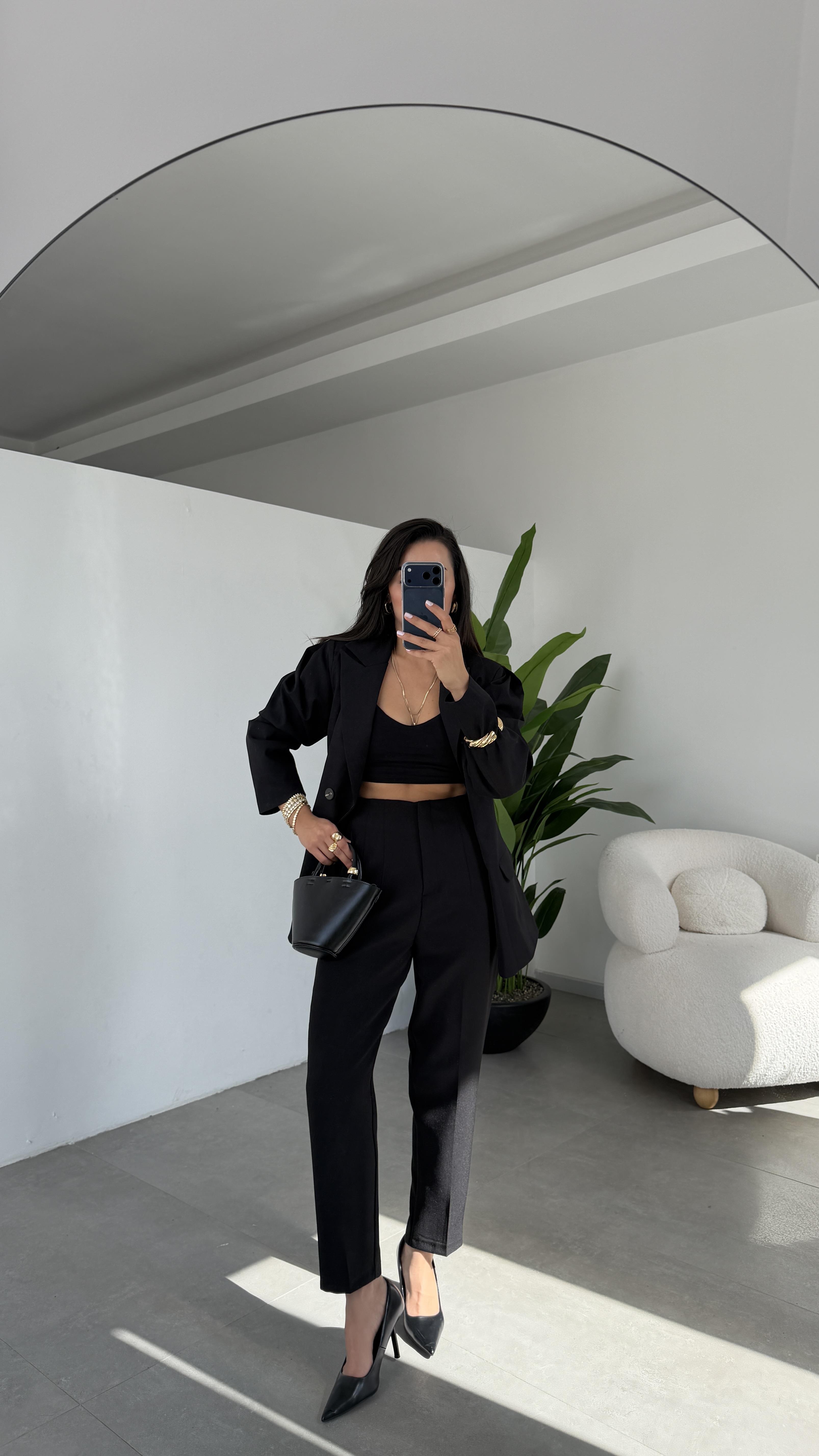 Siyah Pensli Havuç Pantolon