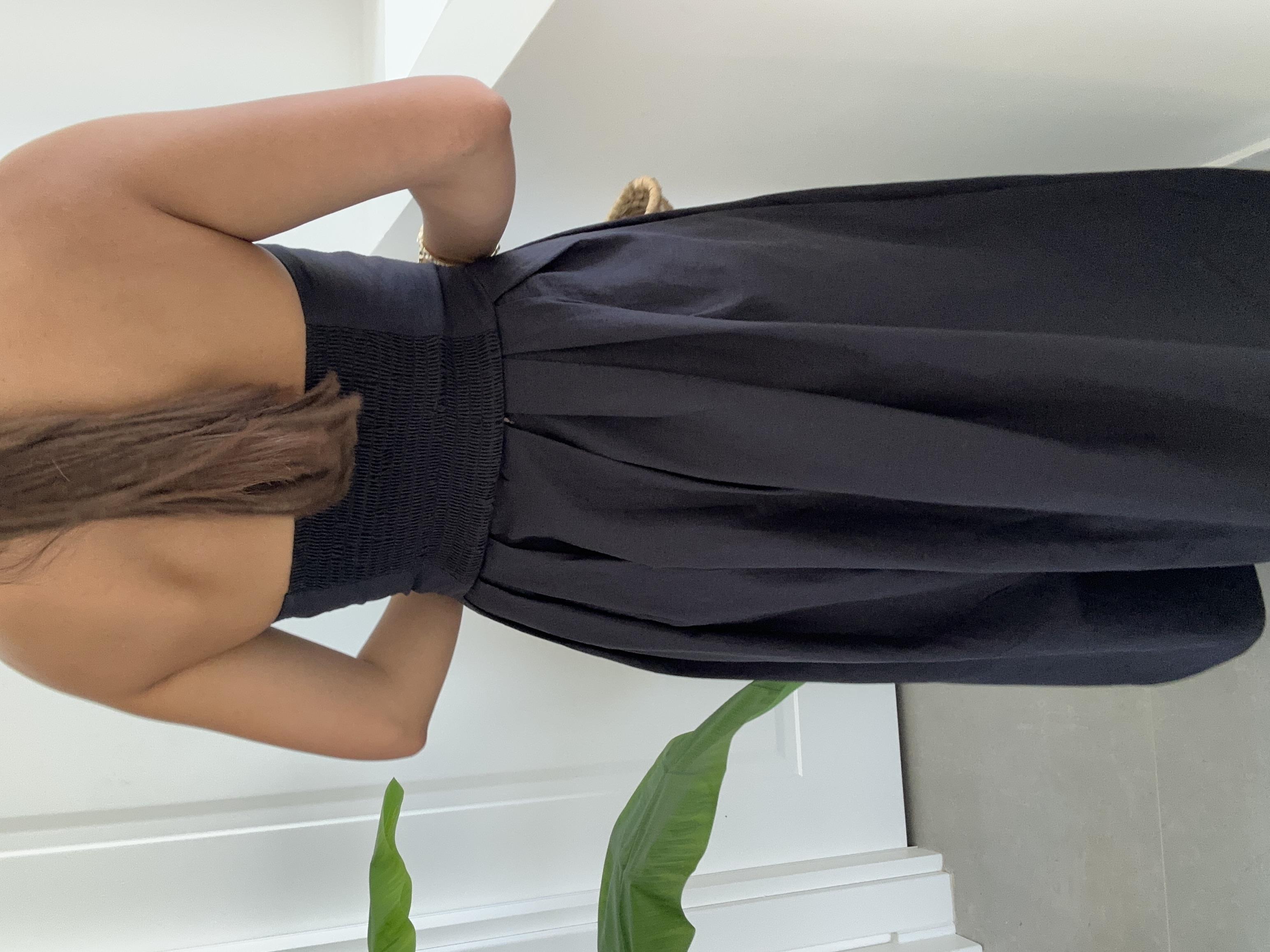 Siyah Poplin Kumaş Straplez Elbise