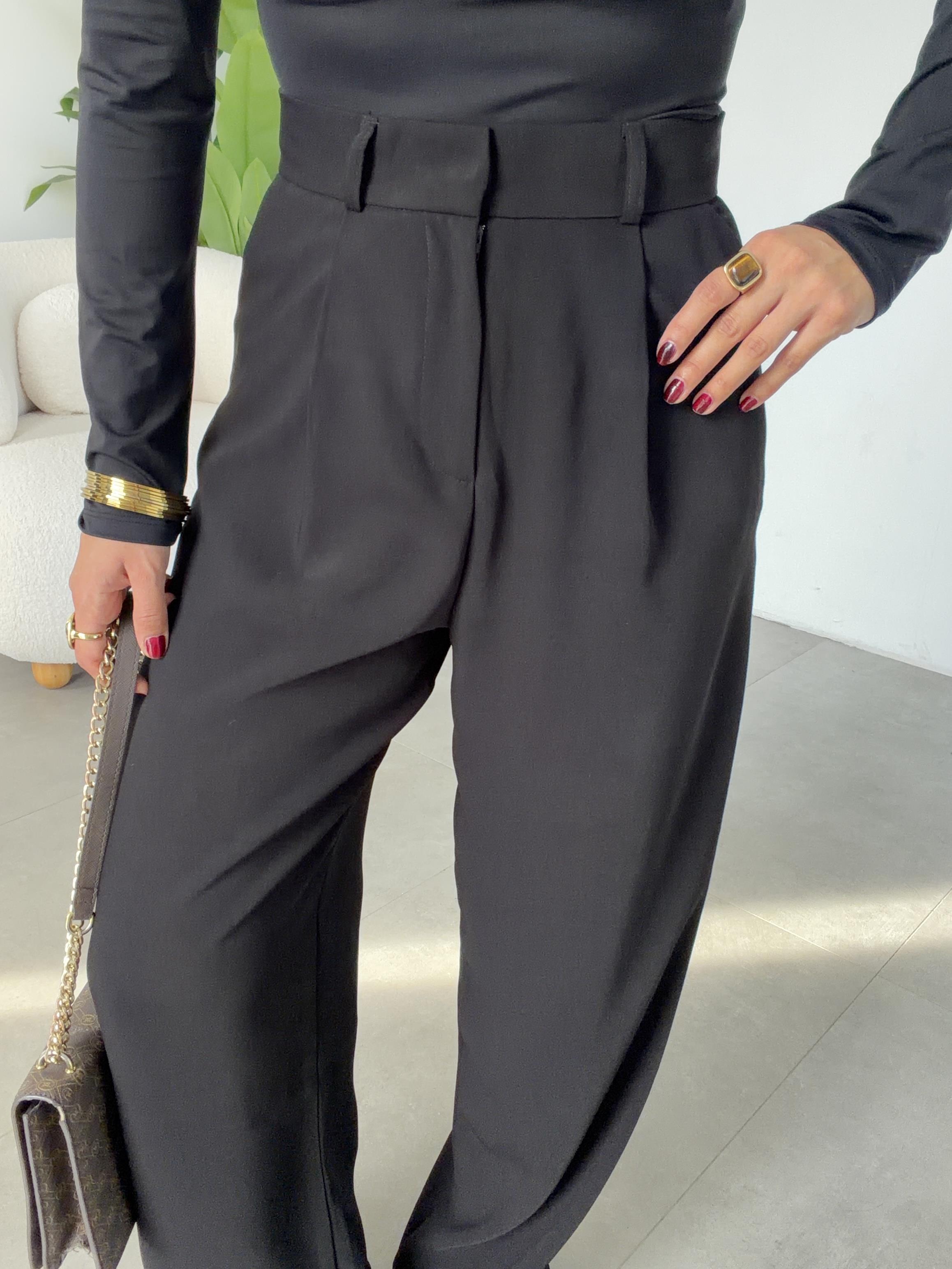 Siyah Premium Extra Yüksek Bel Palazzo Pantolon