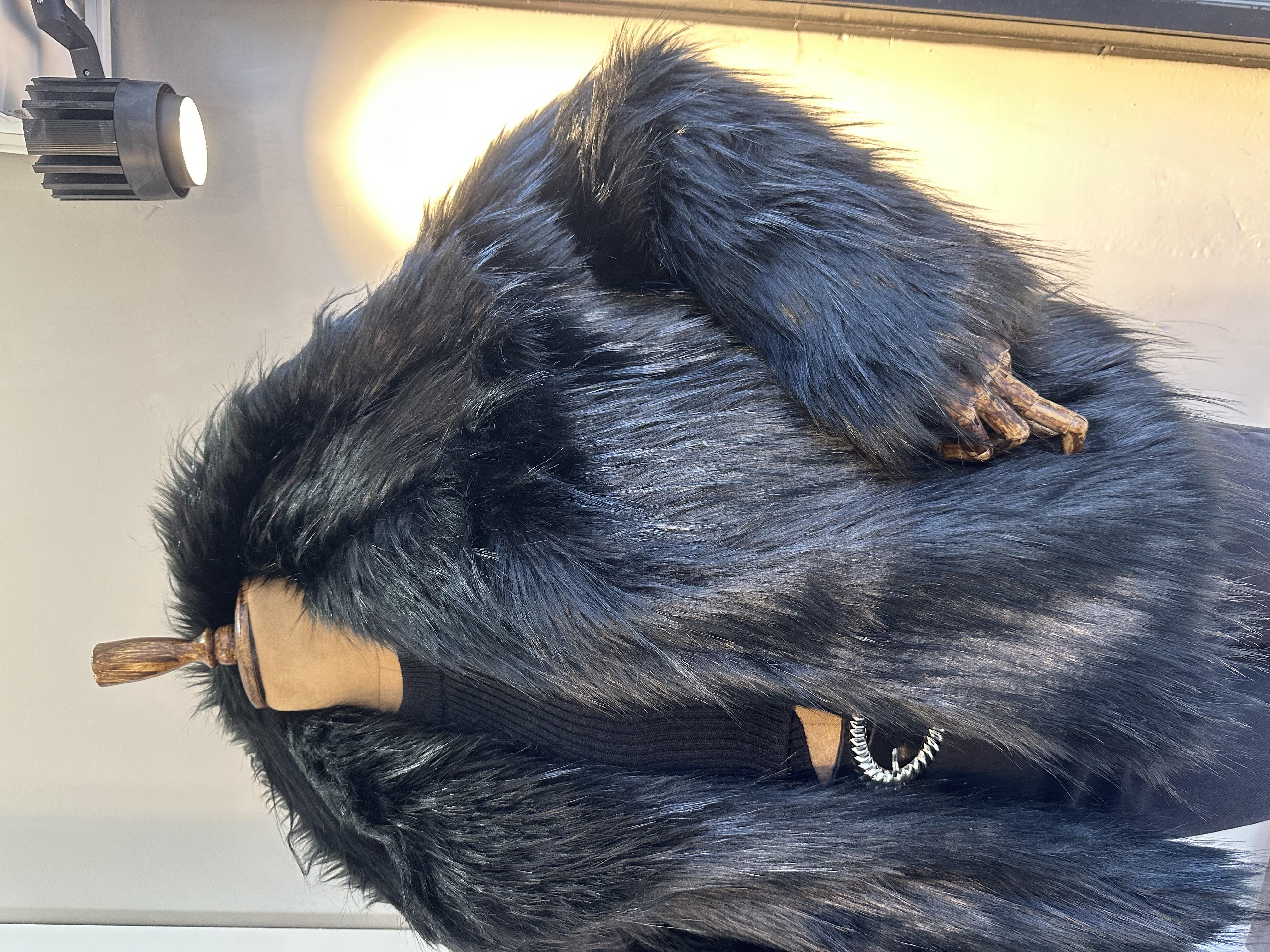 Siyah Premium Suni Kürk Mont