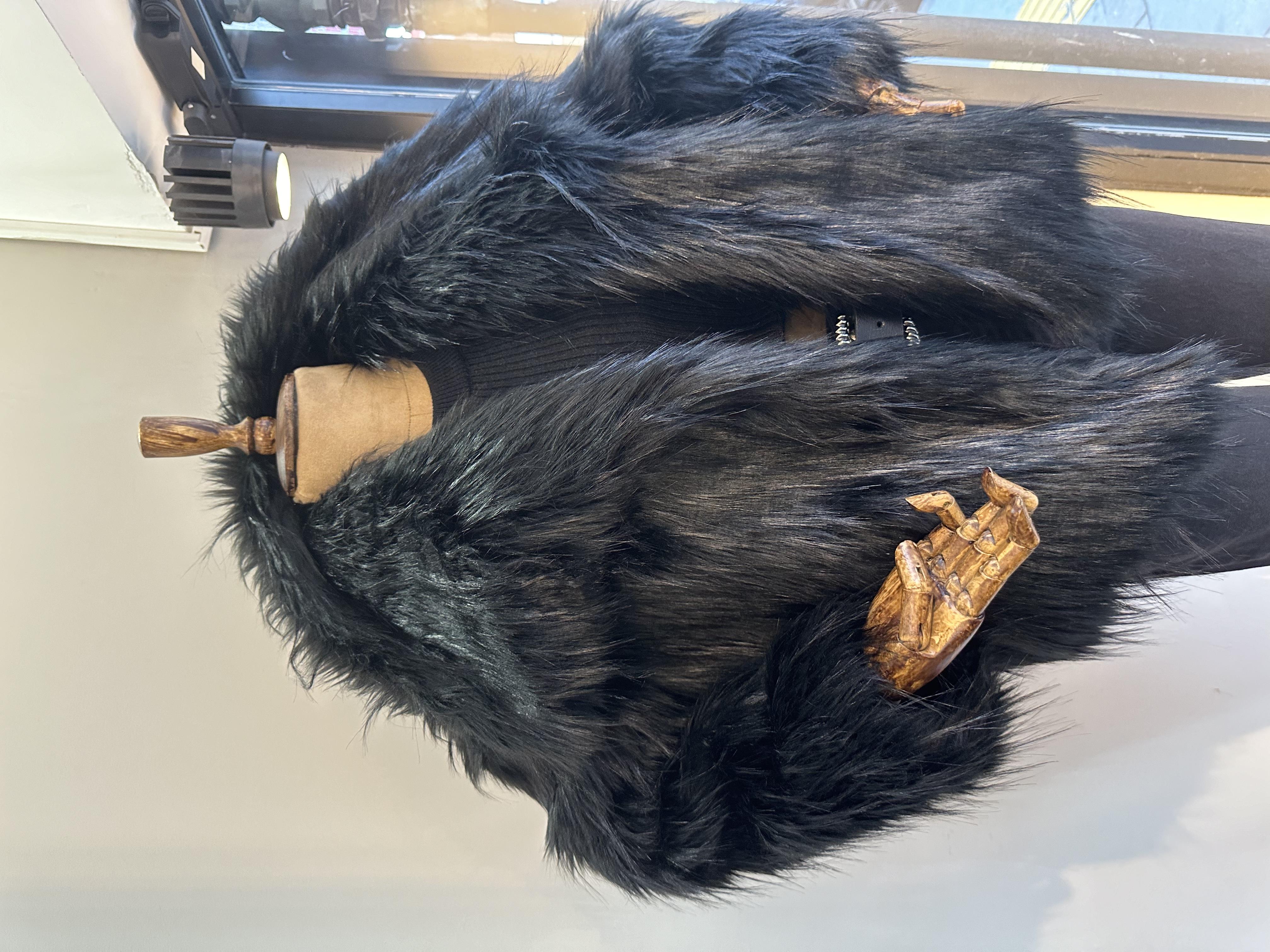 Siyah Premium Suni Kürk Mont