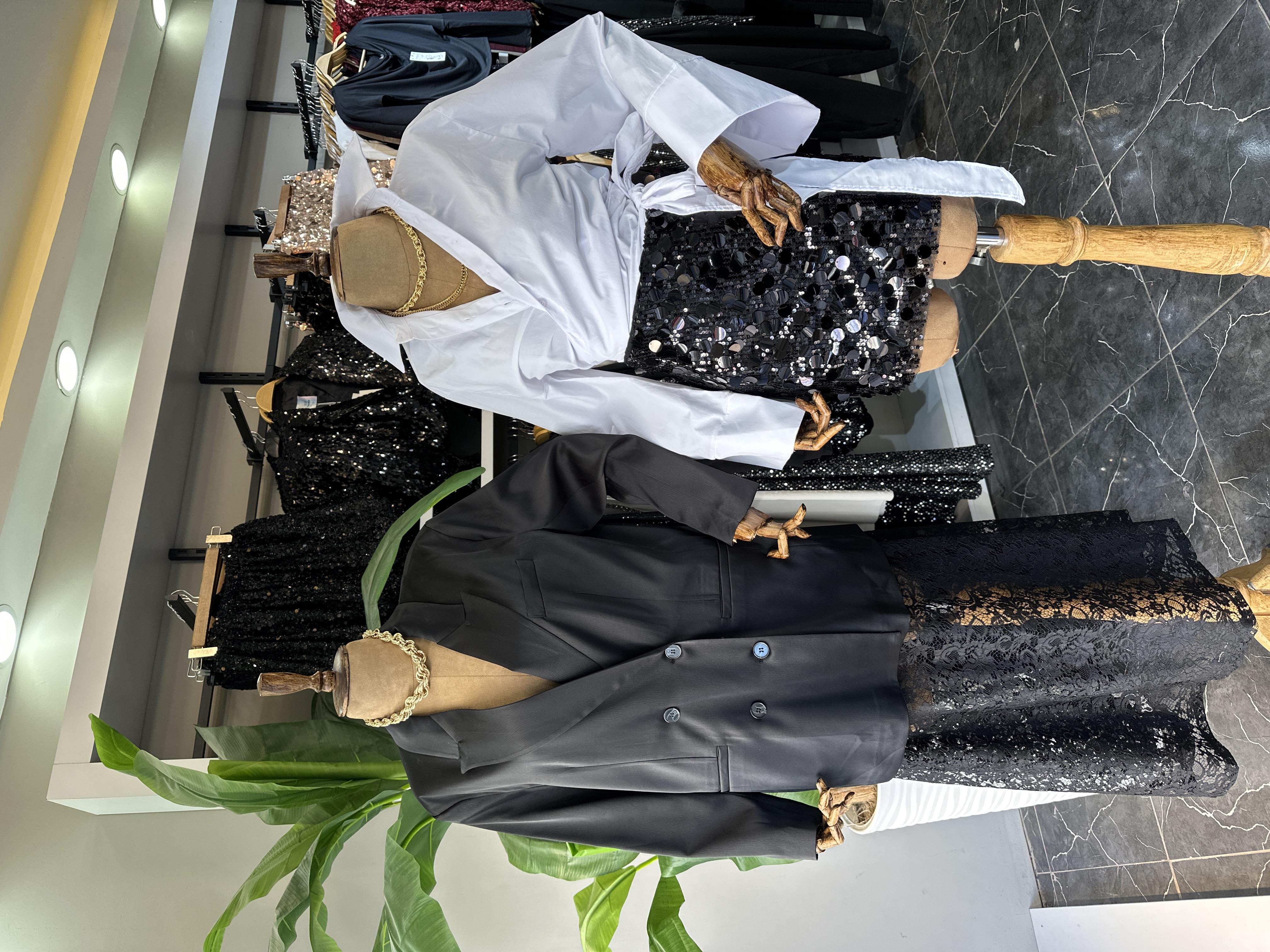 Siyah Saten Kruvaze Blazer Ceket