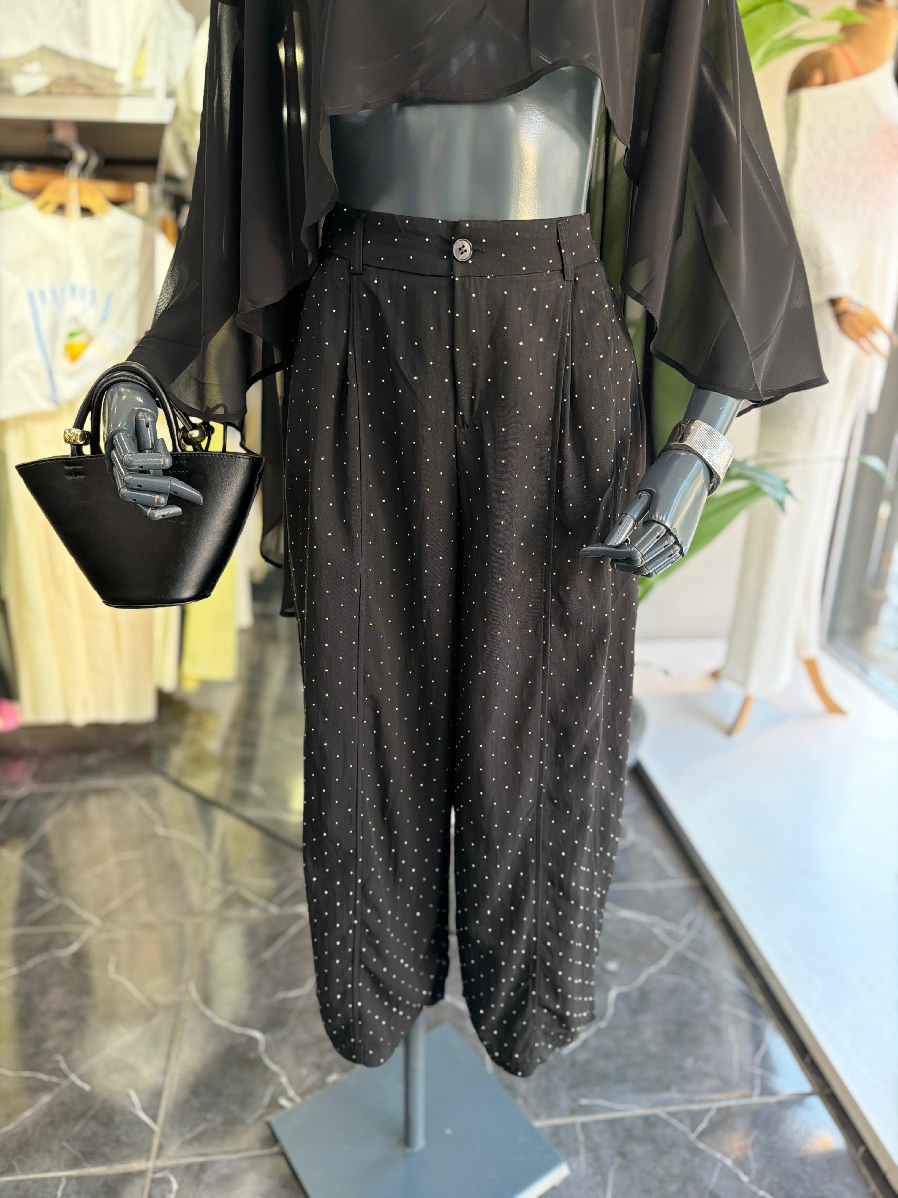 Siyah Taşlı Pantolon