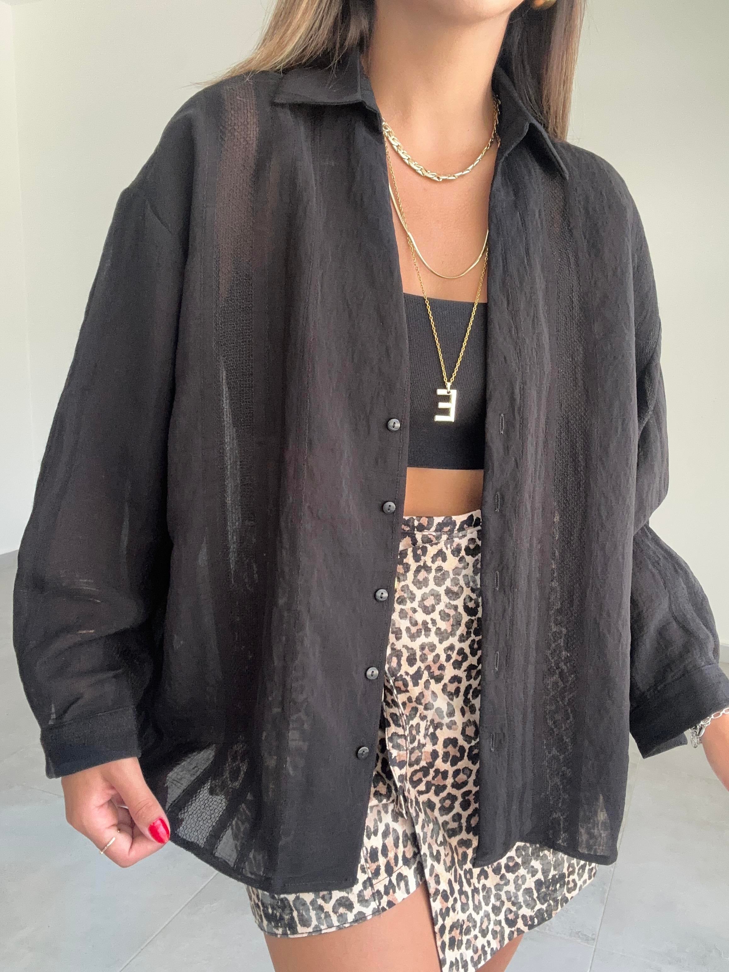 Siyah Transparan Gömlek