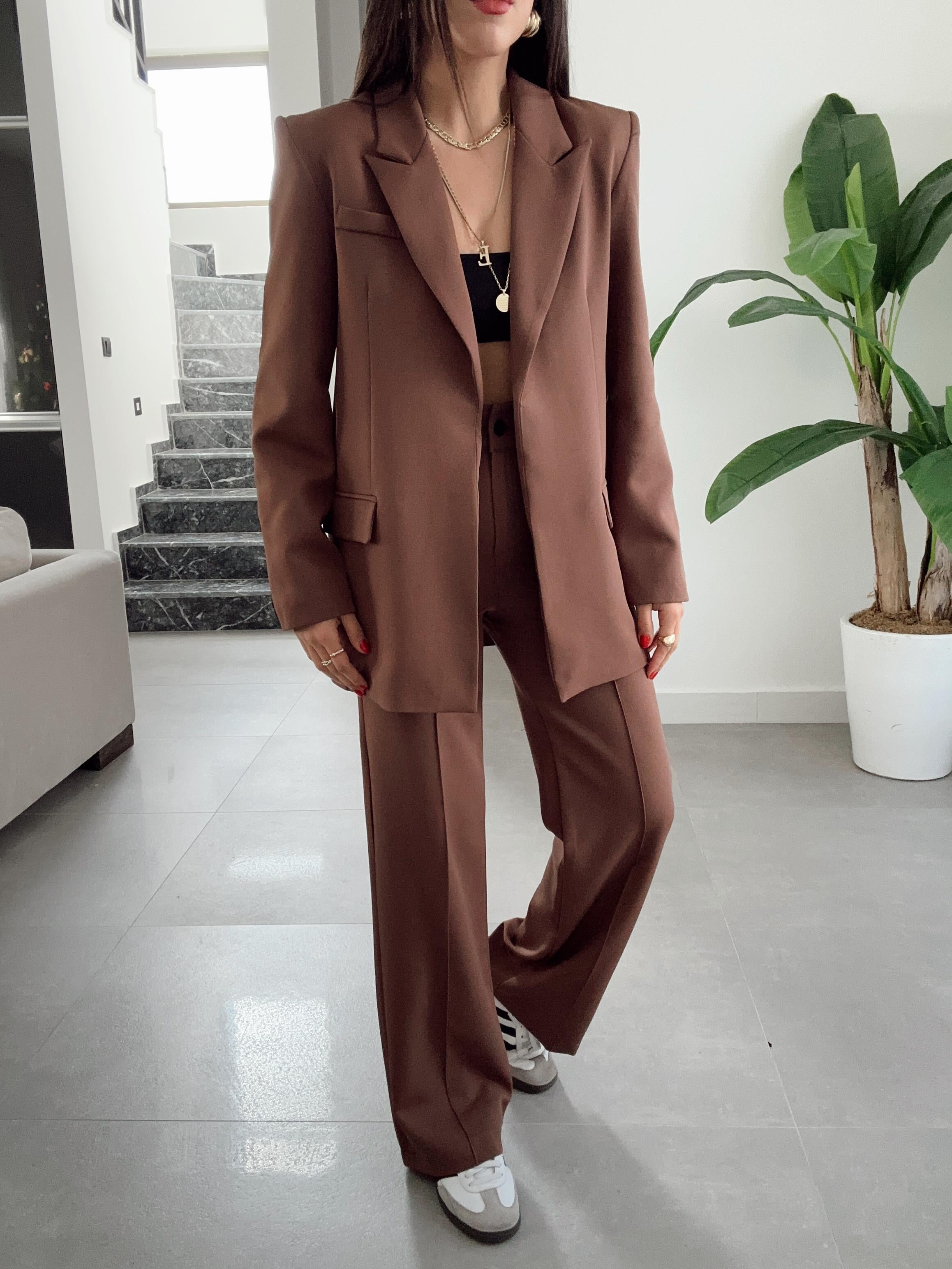 Sydney Kahve Blazer Pantolon Takım