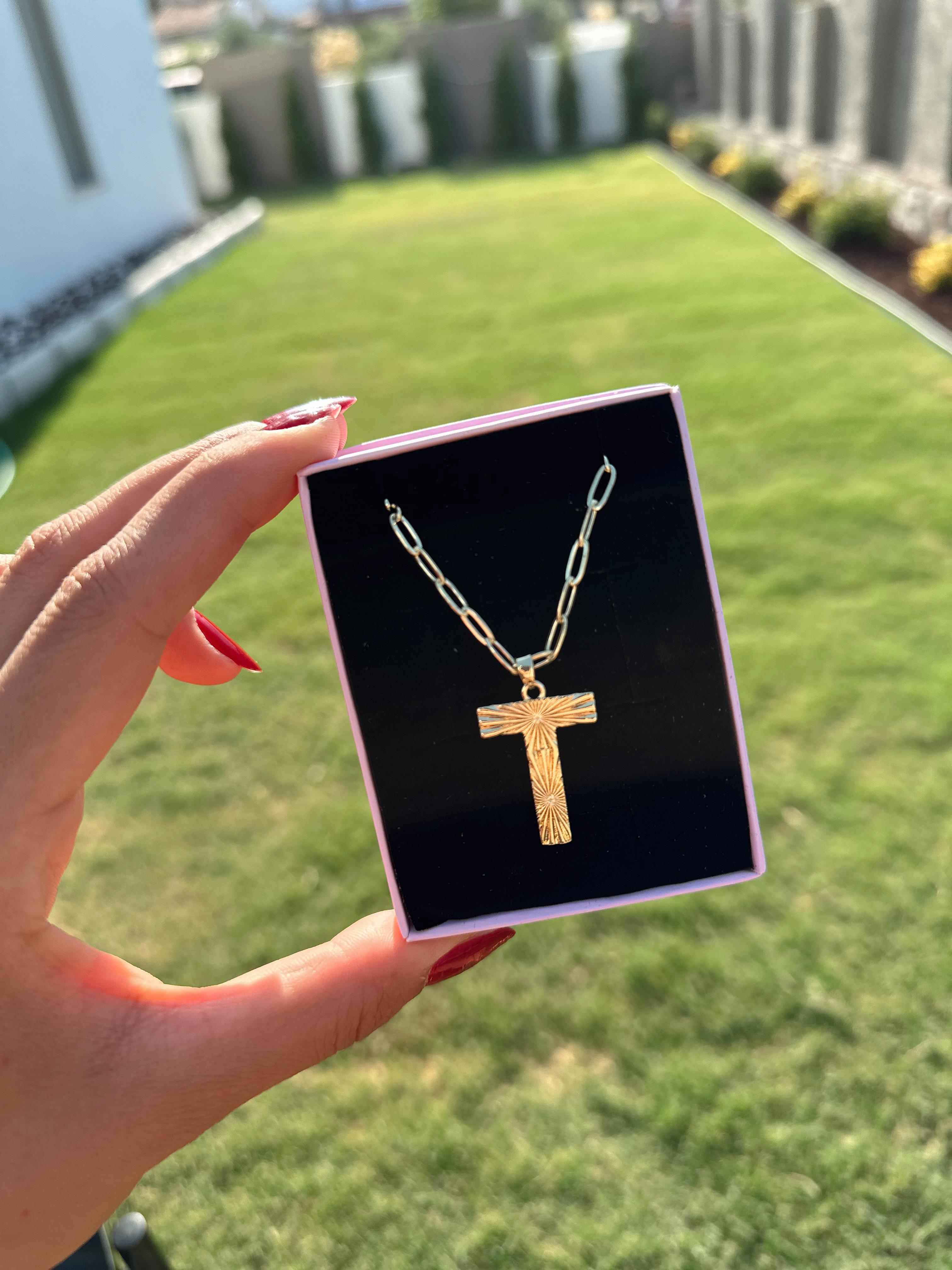 T Çelik Gold Harf Kolye