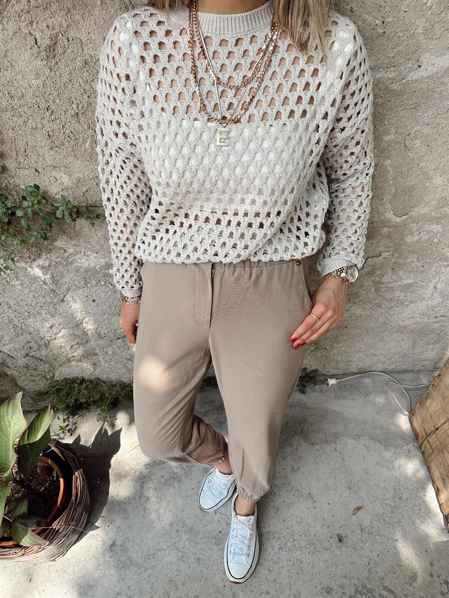 Taş Delikli Triko Kazak