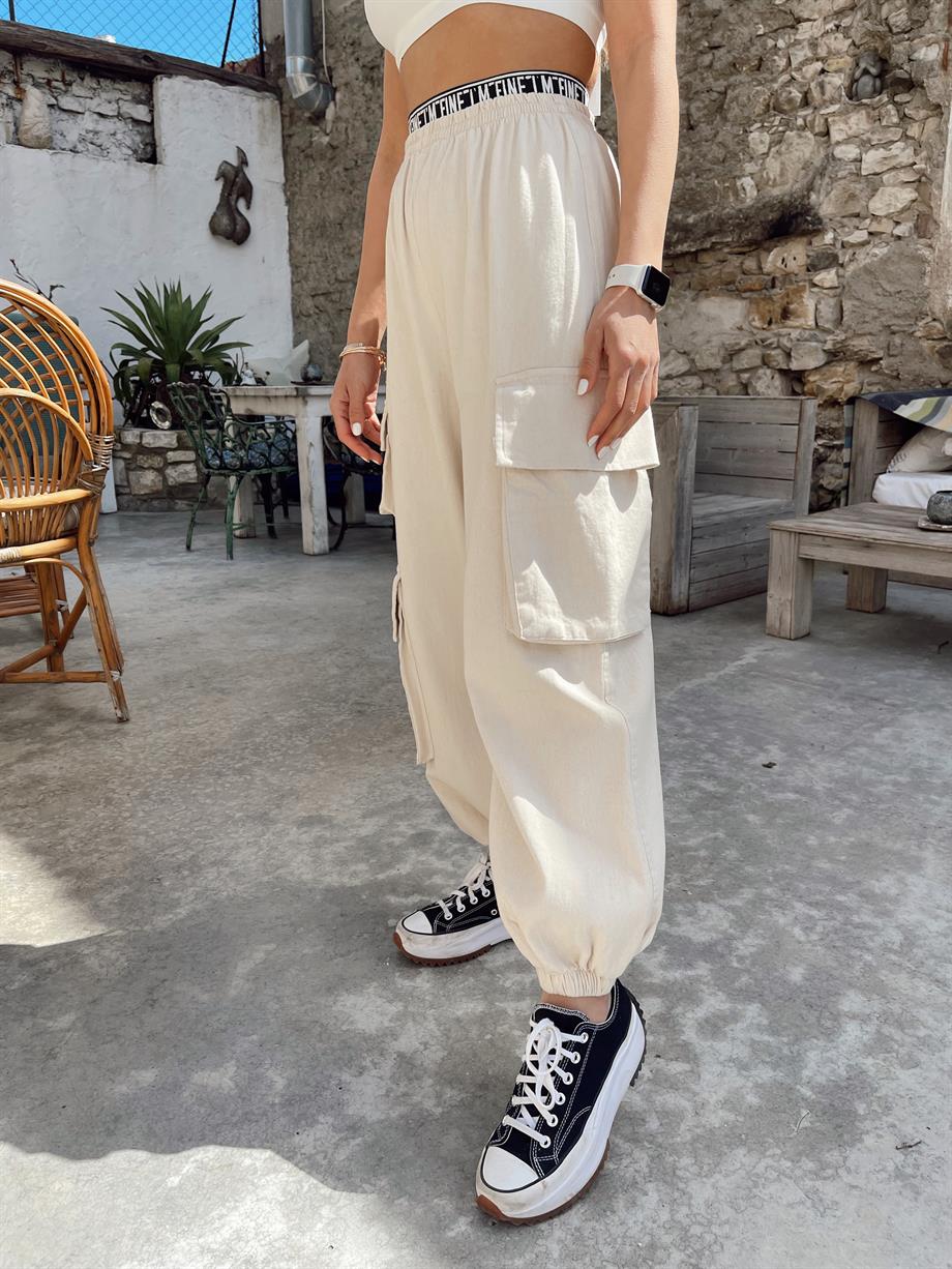 Taş Kemer Detaylı Kargo Pantolon