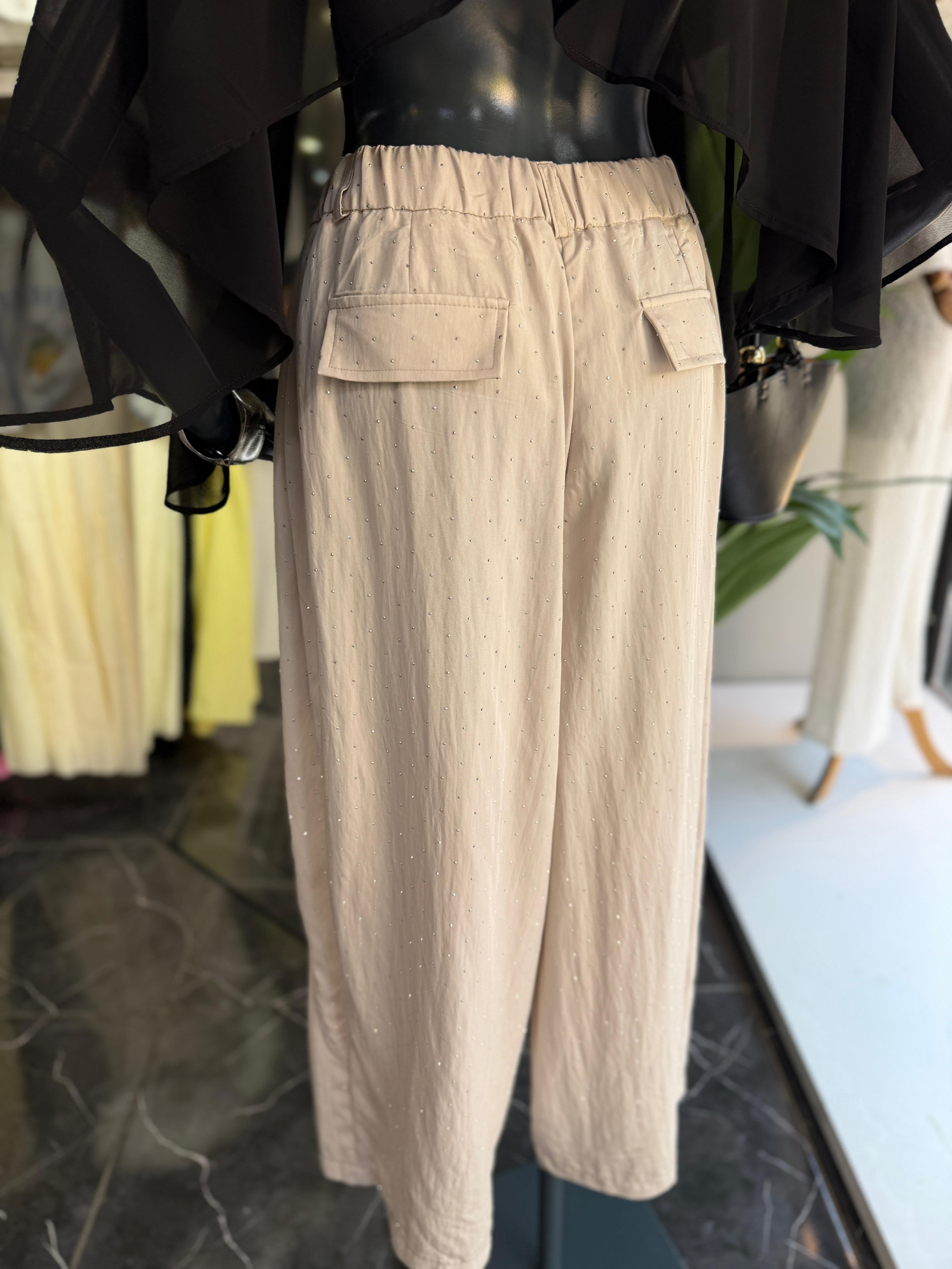 Taş Rengi Taşlı Pantolon