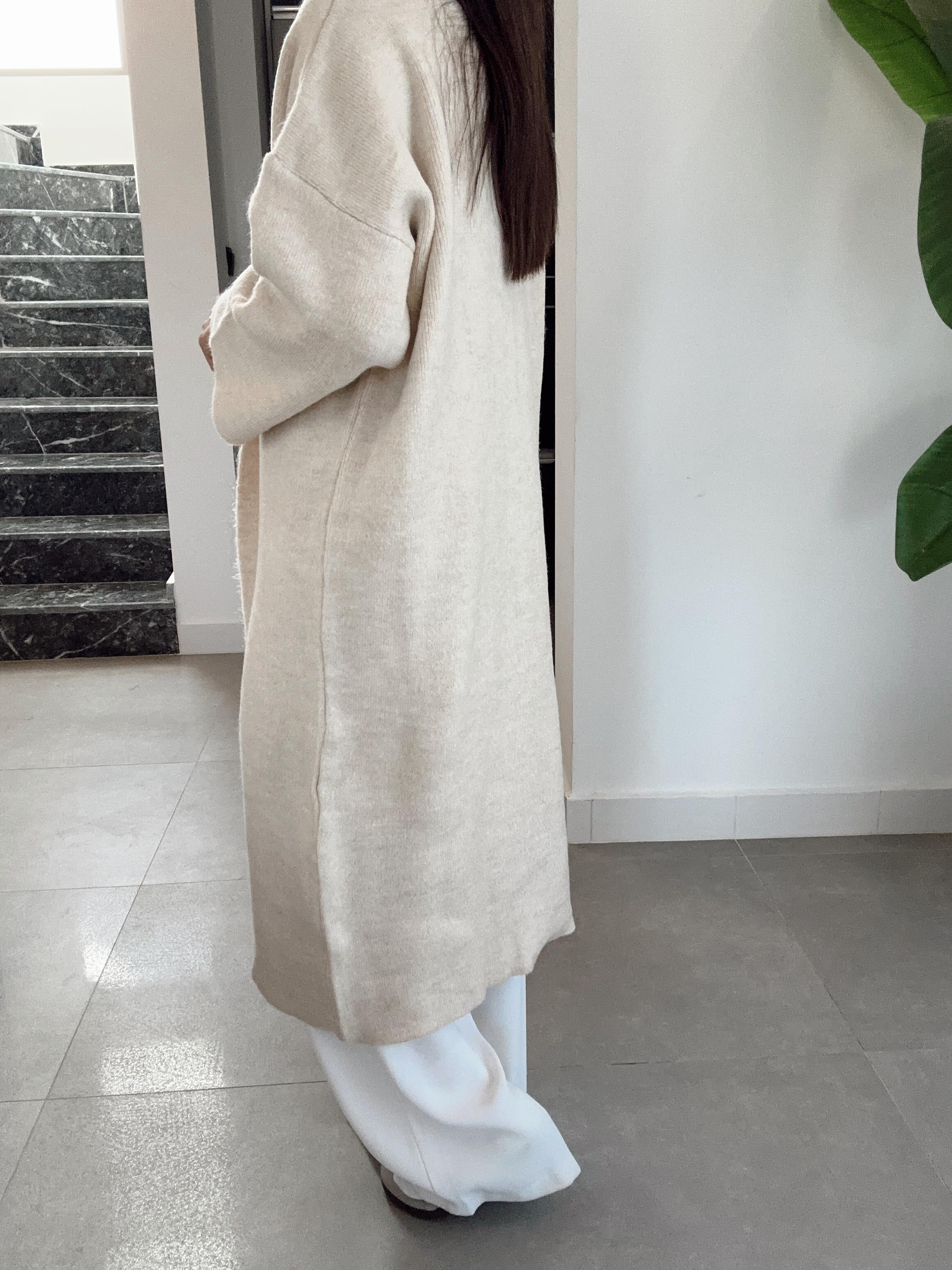 Taş Uzun Salaş Maxi Triko Hırka