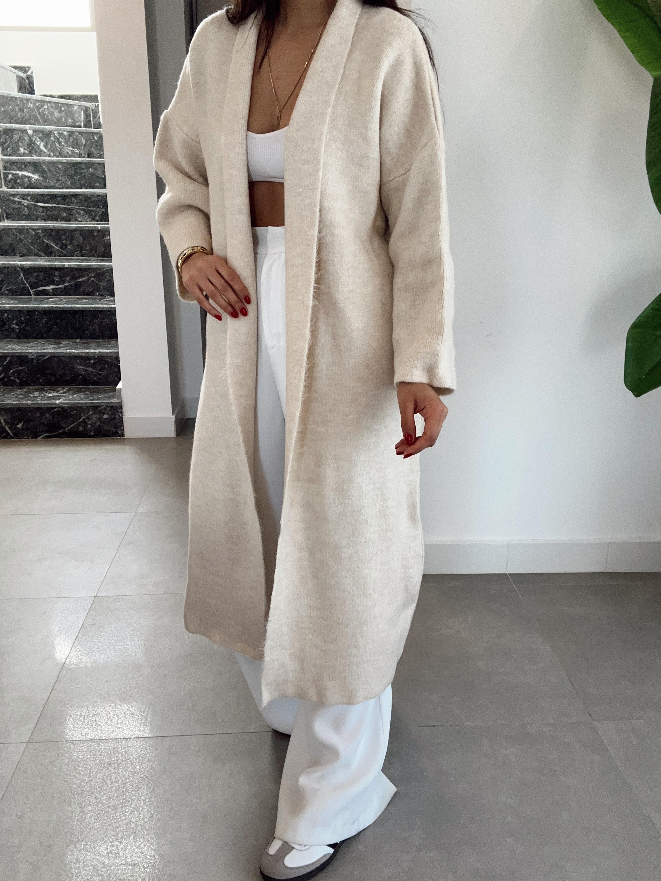 Taş Uzun Salaş Maxi Triko Hırka