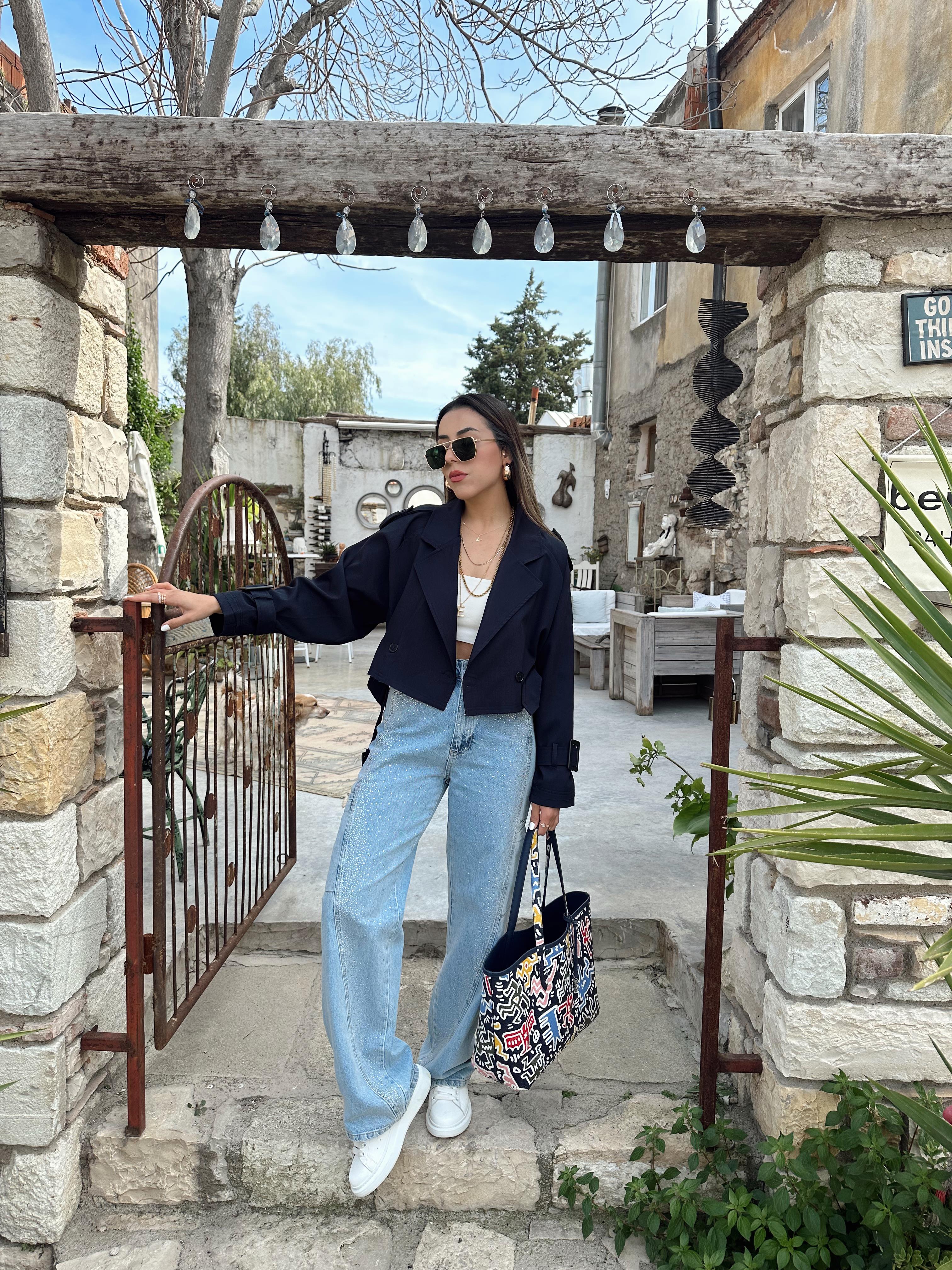 Taşlı Kargo Cepli Pantolon